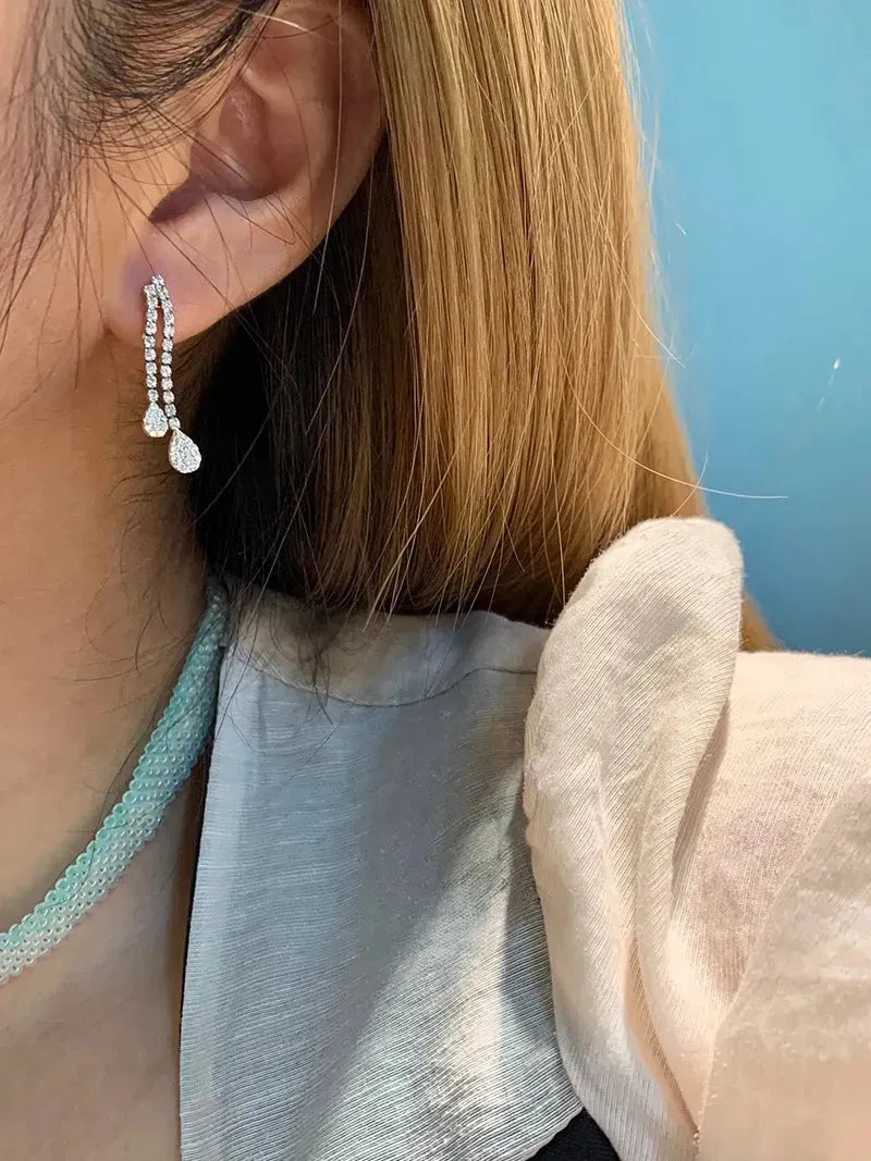 18K White Gold Diamond Drop Earrings for Women - 0.70 Carat Natural Diamond Fashion Jewelry | Elegant Party, Wedding & Evening Wear Accessories