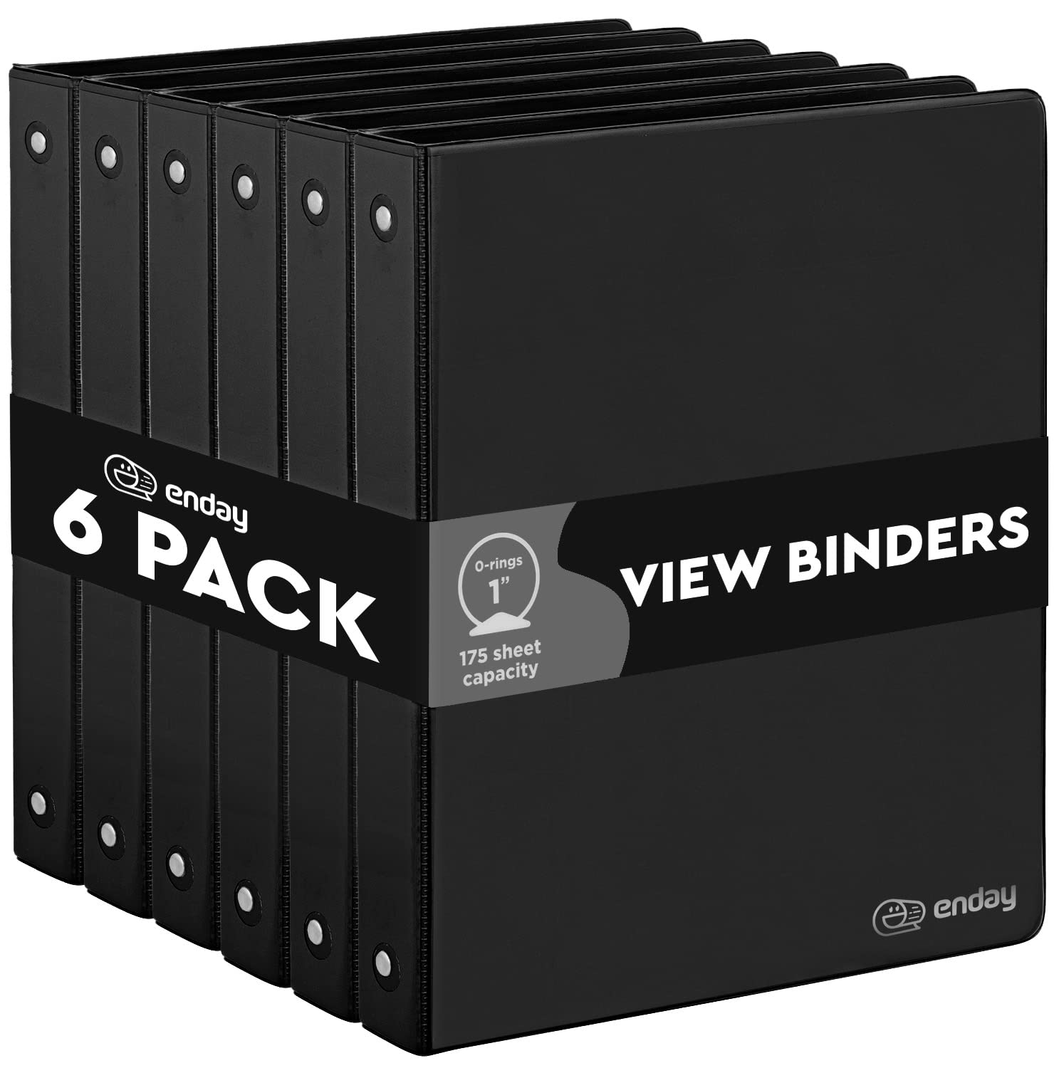 1 Inch 3 Ring Binder 6 Pack - Black Clear View Cover with 2 Inside Pockets - Durable School & Office Supplies for Organizing Documents, Homework, Presentations - Perfect for Students, Teachers & Professionals