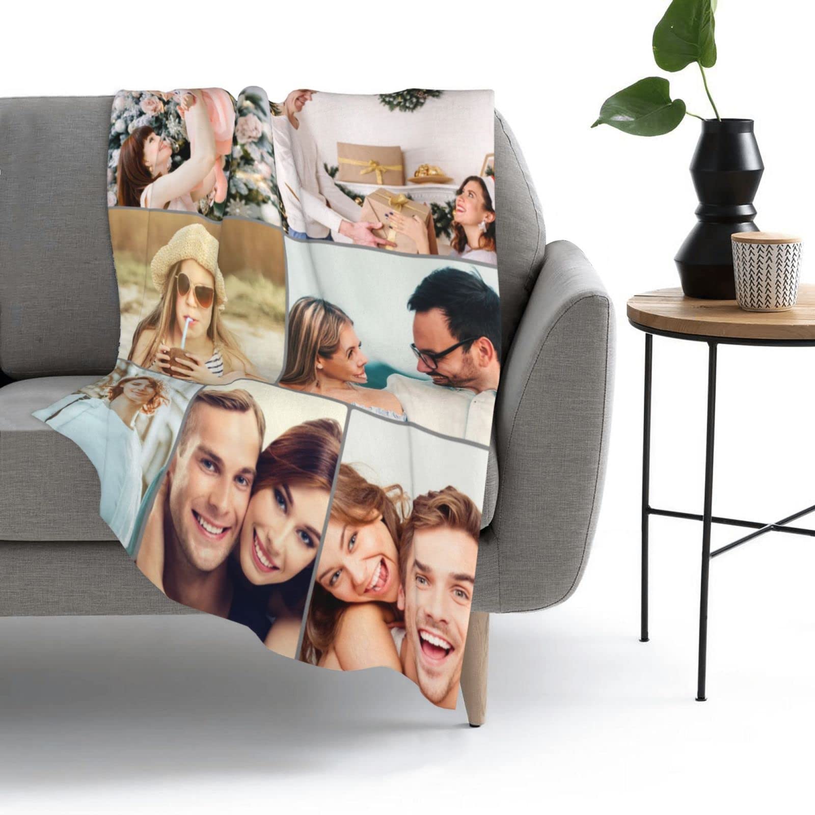 Custom Photo Blanket - Personalized Picture Collage Fleece Throw with Your Text for Adults, Kids & Family | Pet Blankets for Dogs & Cats | Perfect Birthday, Christmas, Halloween Gift (50