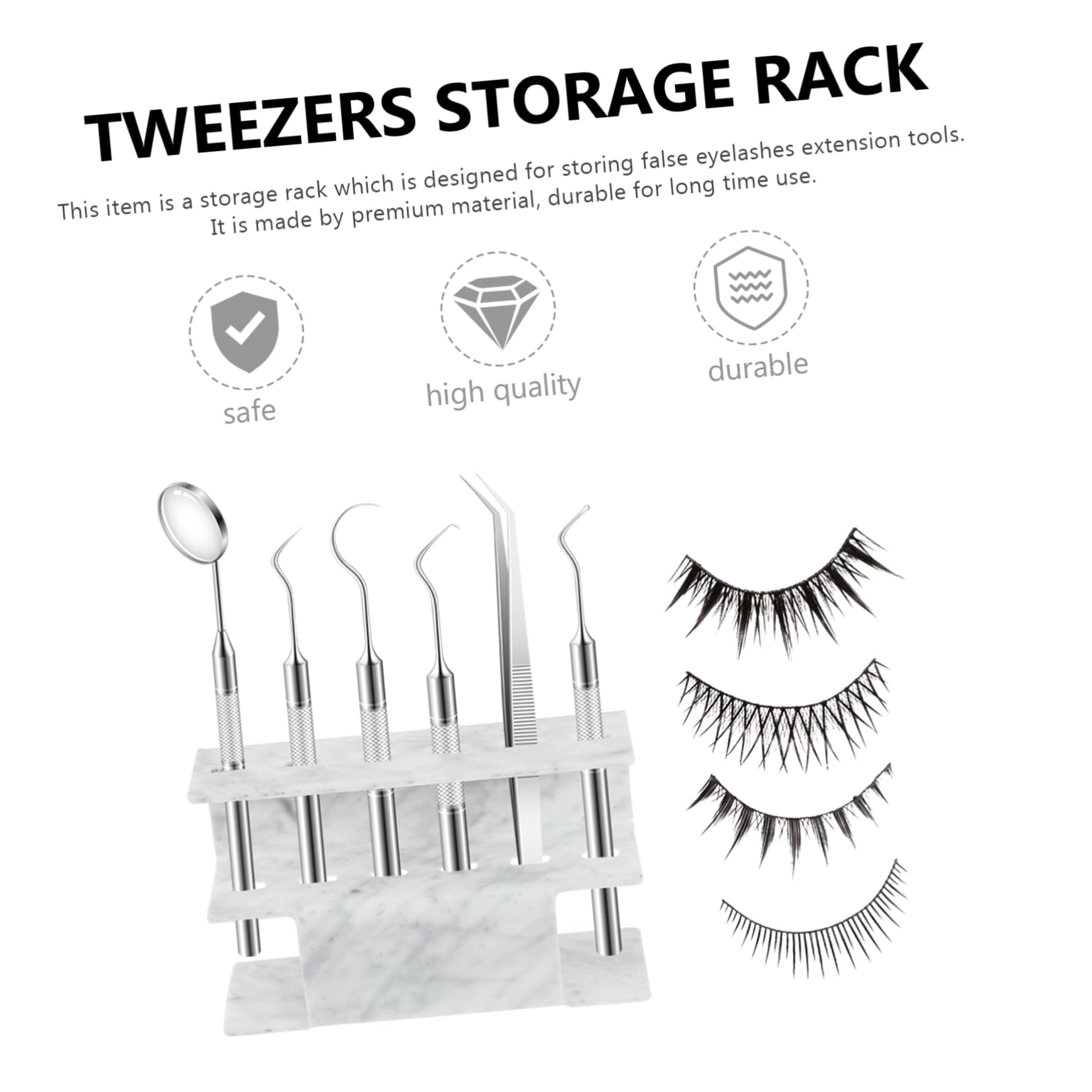 6-Piece Eyelash Extension Tweezers Holder Display Rack - Durable Plastic Organizer for Lash Salons & Professionals - Perfect for Tweezers Storage and Salon Countertop Organization