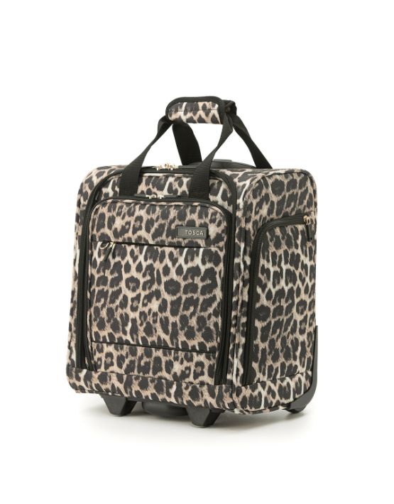 Tosca AIR5055 Underseat Trolley Carry-On Luggage Leopard Print - Perfect for Air Travel, Weekend Getaways & Business Trips
