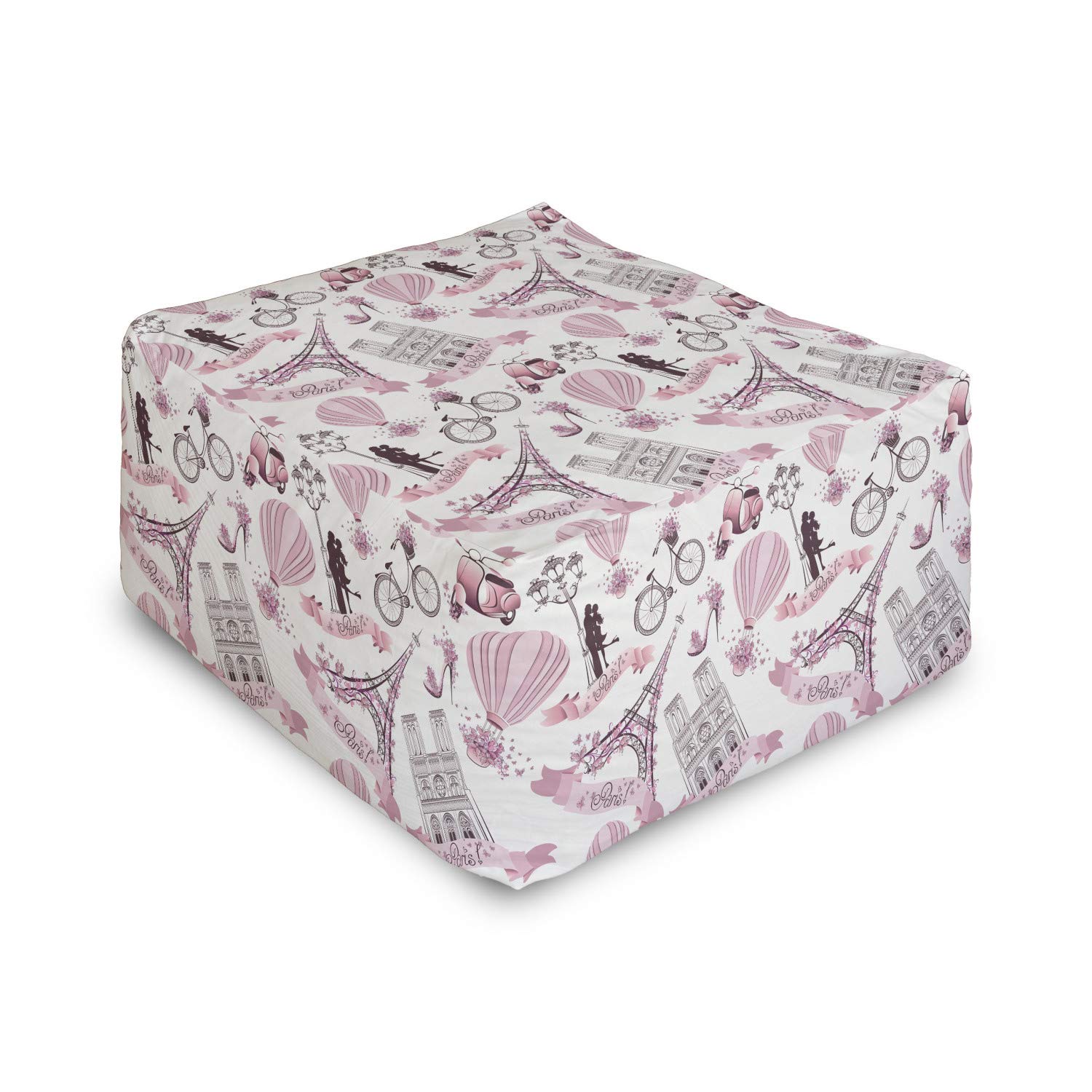 Ambesonne Paris Themed Eiffel Tower Ottoman Pouf - 25