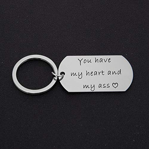 You Have My Heart and My Ass Keychain - Funny Christmas Gift for Girlfriend, Wife, Fiancée - Birthday, Anniversary & New Year Jewelry Gift for Women - Perfect for Couples, Best Friends & Romantic Occasions