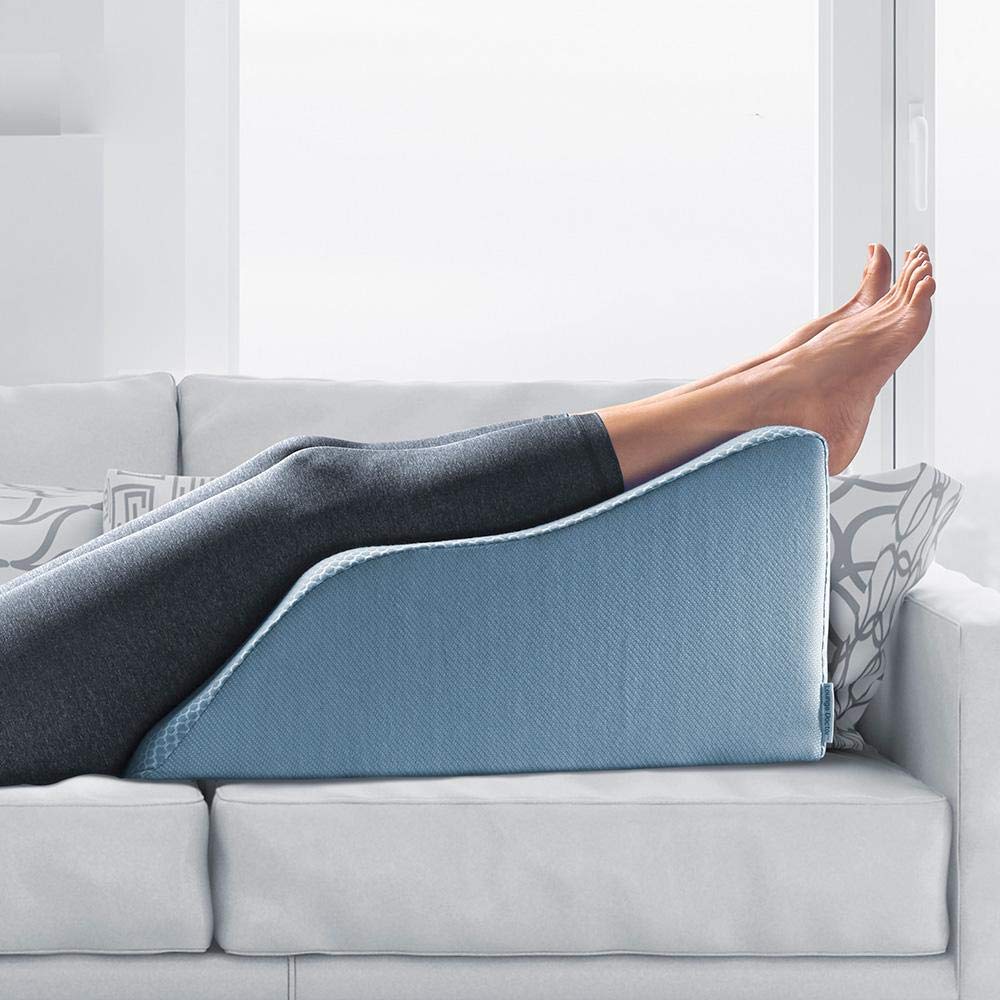 Lounge Doctor Elevating Leg Rest Wedge Pillow for Pain Relief & Circulation - Light Blue Small Size - Perfect for Post-Surgery, Pregnancy, Varicose Veins & Relaxation at Home