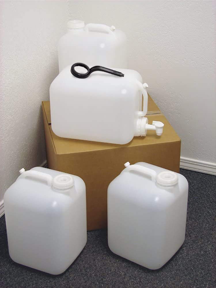 5 Gallon Carboy 4-Pack (20 Gallons) - Emergency Water Storage Kit with Spigot & Cap Wrench - New Clean Boxed - Perfect for Emergency Preparedness, Camping, and Home Brewing