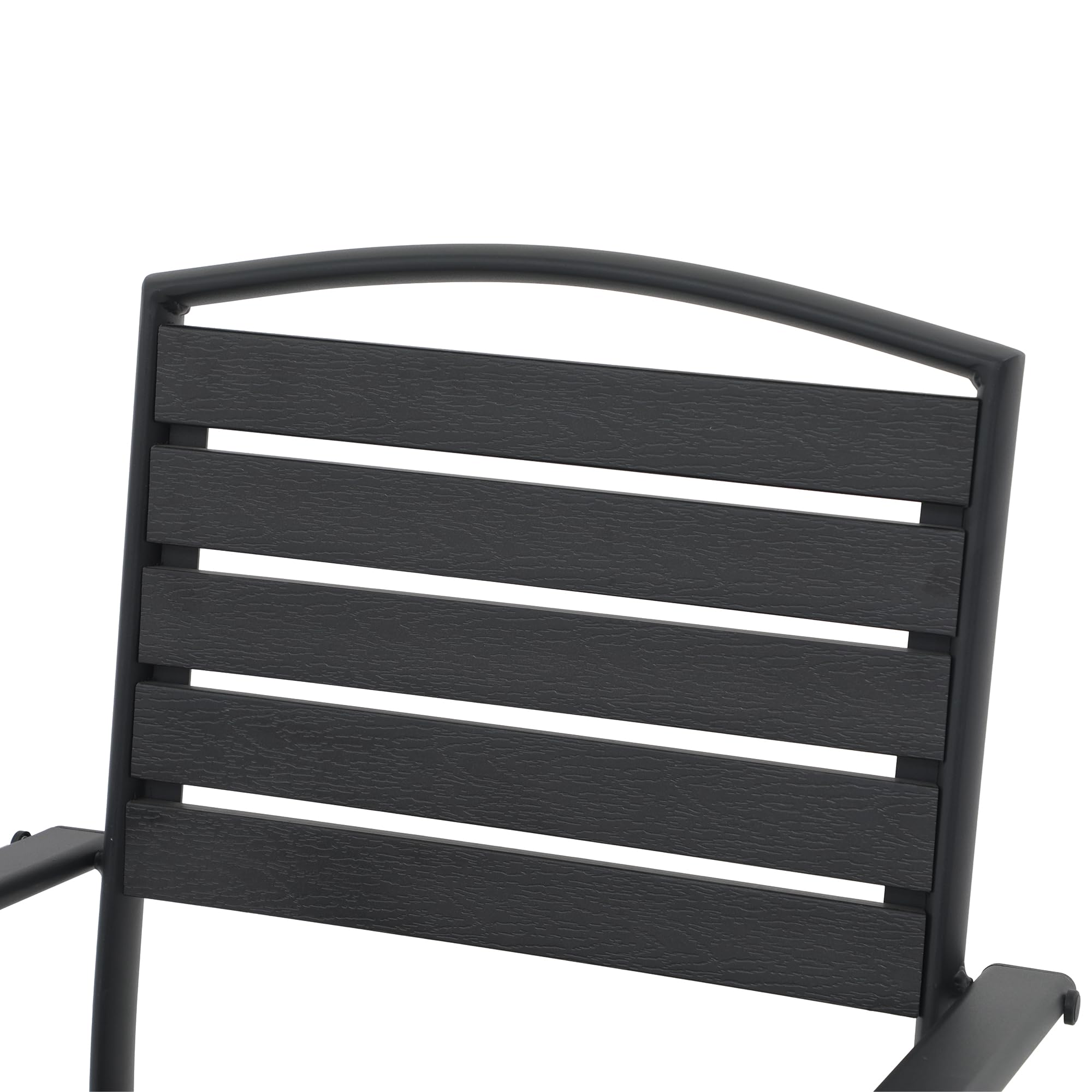 4-Piece Patio Dining Chairs Set - Stackable Outdoor Chairs with Backrest & Armrest - Durable Aluminum Frame Garden Furniture for Backyard, Deck, Lawn - Perfect for Outdoor Dining, BBQs & Poolside Relaxation (Black)