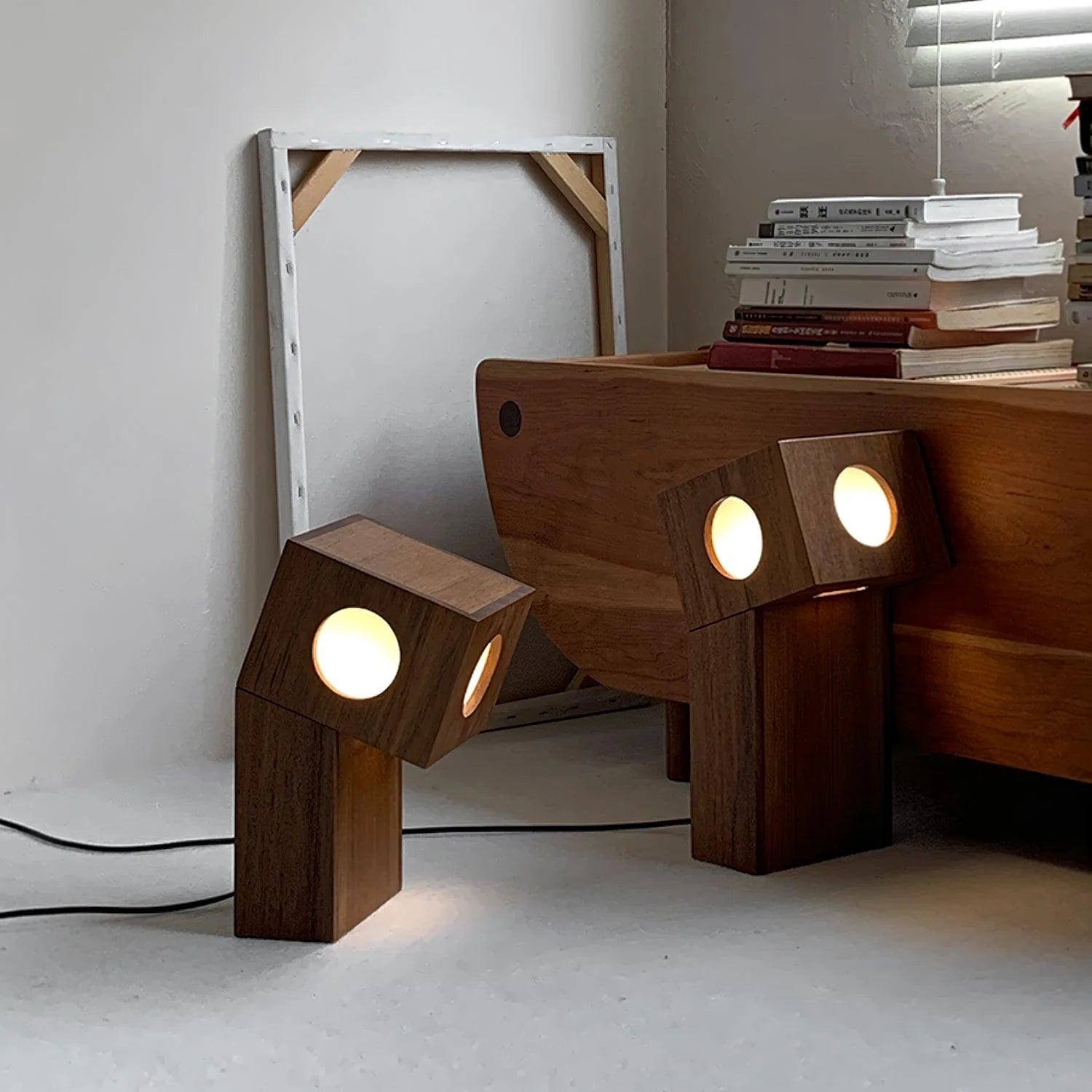 Modern Wooden Table Lamp - Handcrafted Timber Desk Light for Bedroom, Living Room & Office - Warm Ambient Lighting for Reading & Relaxation