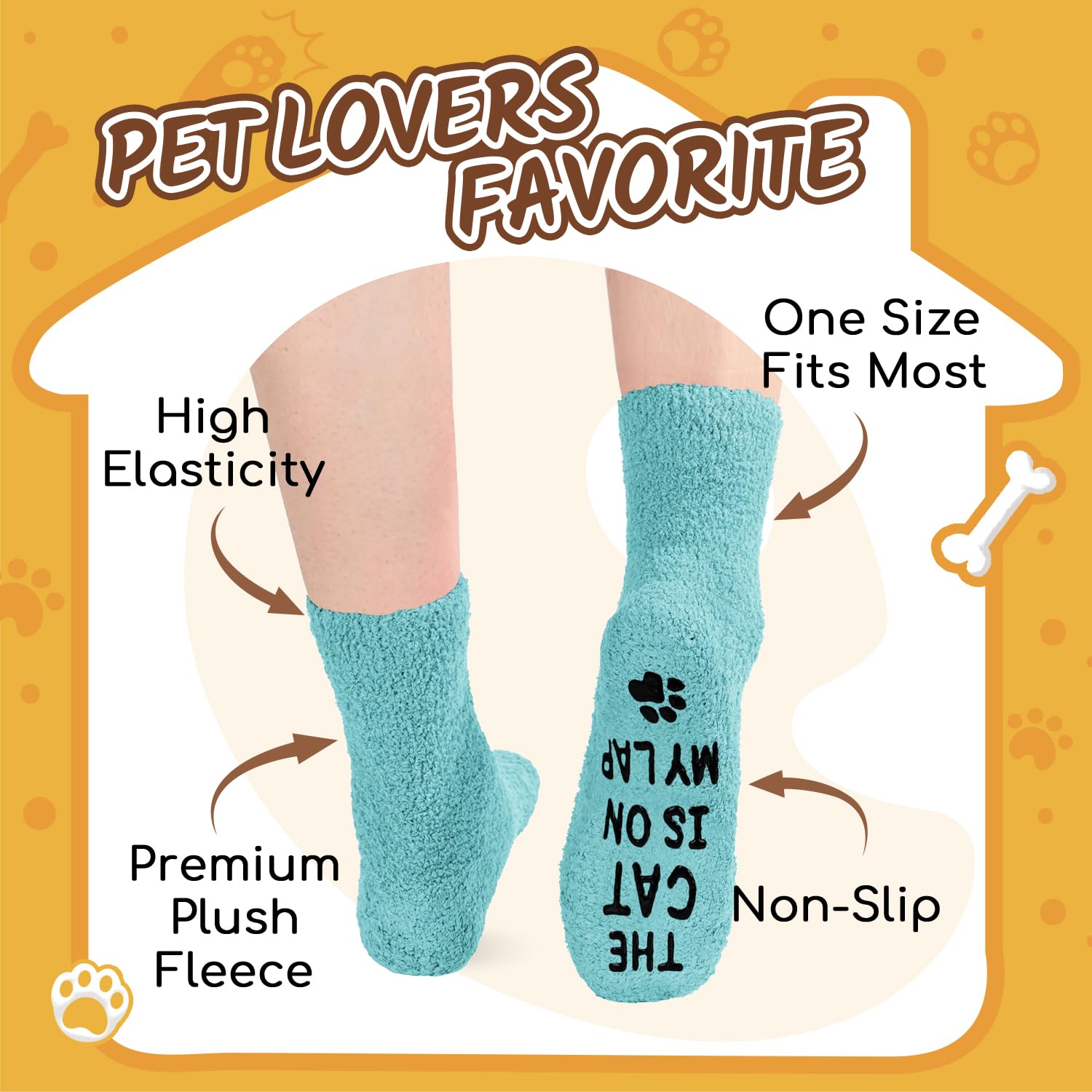 Funny Cat Socks for Women - Cute Fuzzy Green Socks as Unique Gifts for Mom, Cat Lovers & Her | Perfect for Mother's Day, Birthday Presents & Cozy Home Wear