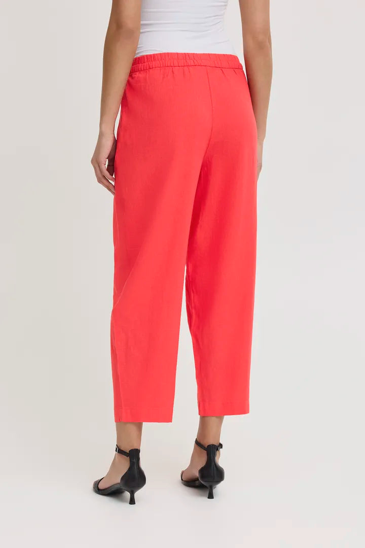 Hanna Crop Barrel Leg Pants for Women - High Waisted Wide Leg Trousers in Geranium Pink | Casual Chic Outfit for Work, Date Night & Street Style Fashion