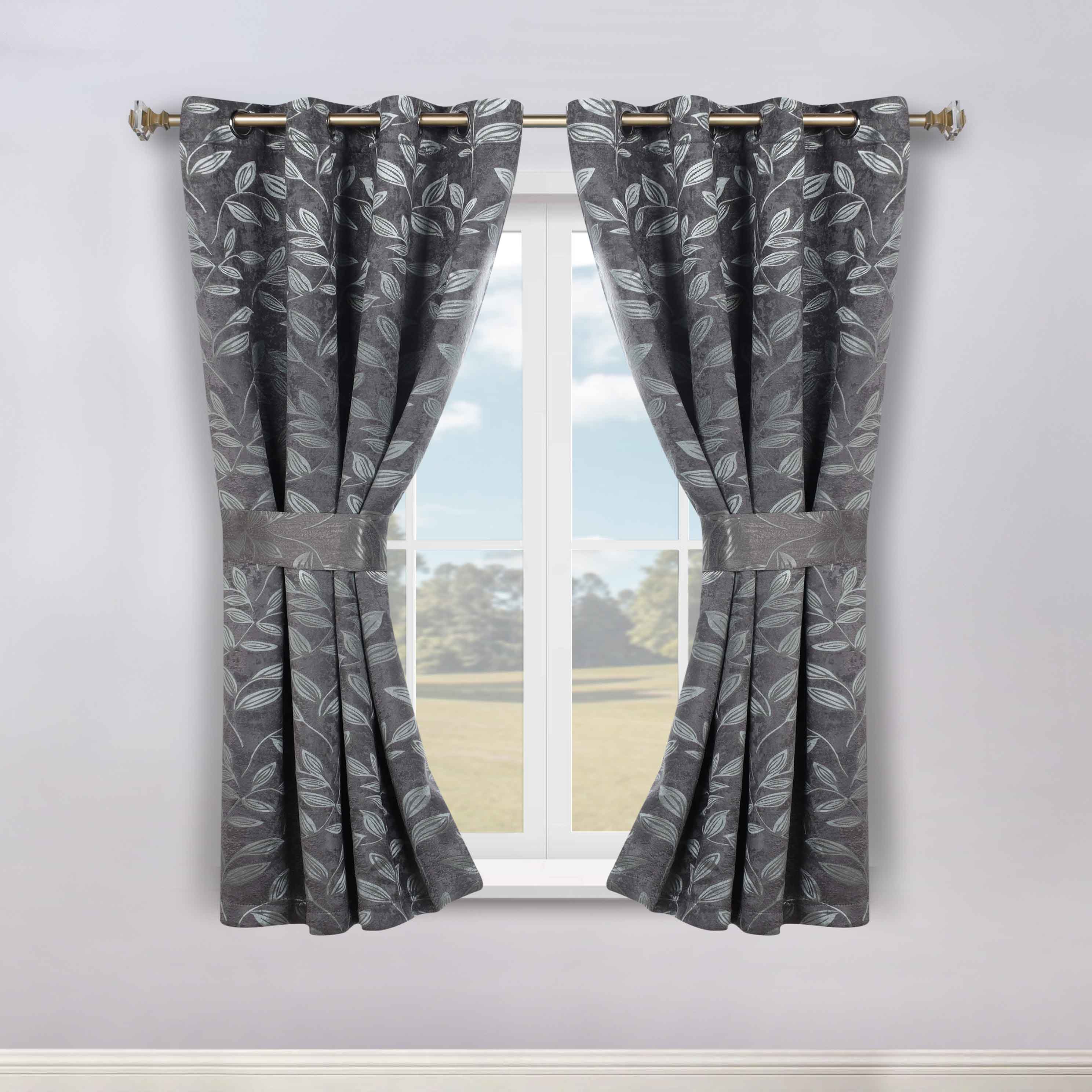 Blackout Curtains for Bedroom - Set of 2 Panels, 100% Room Darkening Thermal Insulated Drapes with Leaves Pattern - Perfect for Nursery, Home Theater & Light Sleepers