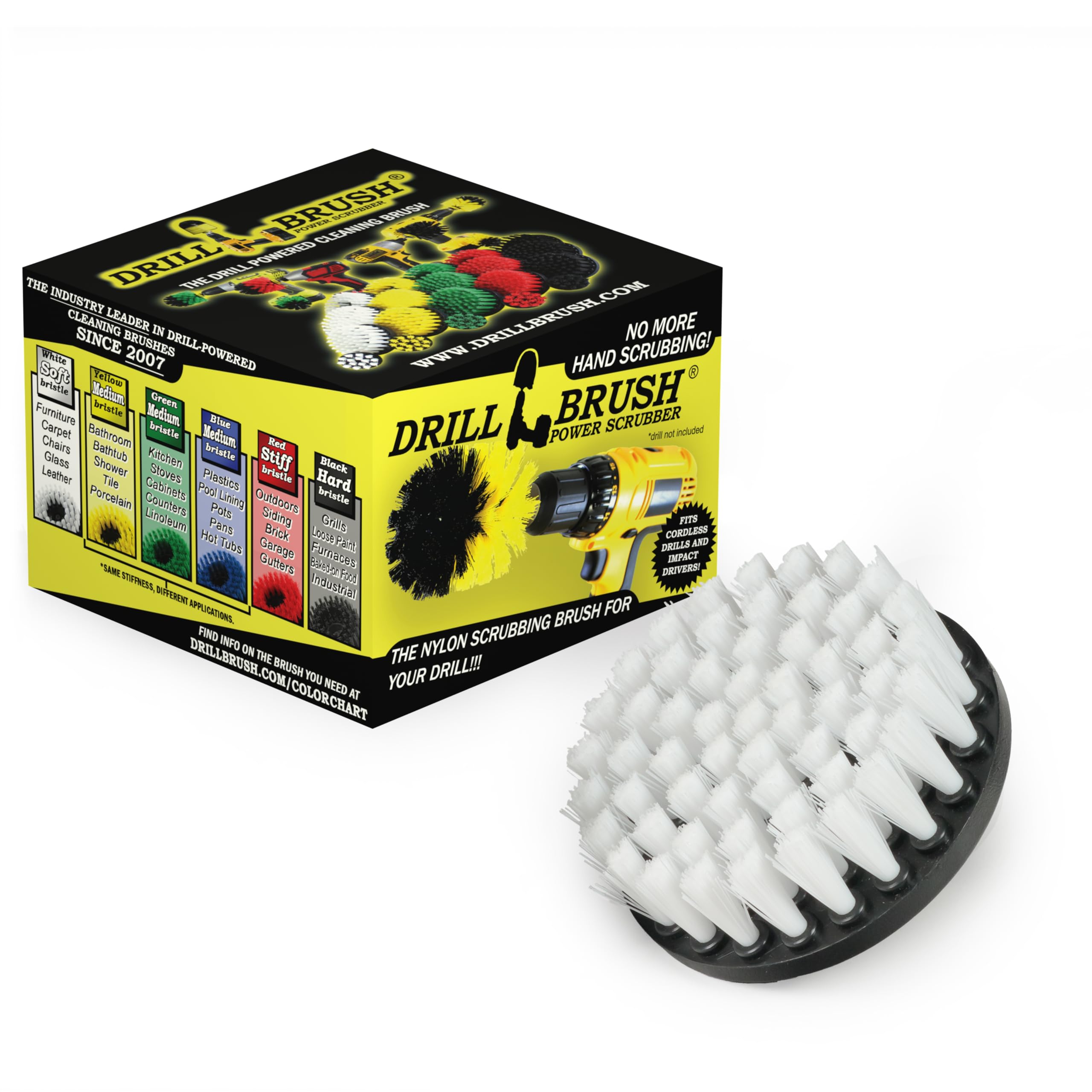 Boat & Kayak Drill Brush Cleaner for Hull, Windshield & Shower - Multi-Surface Scrubber