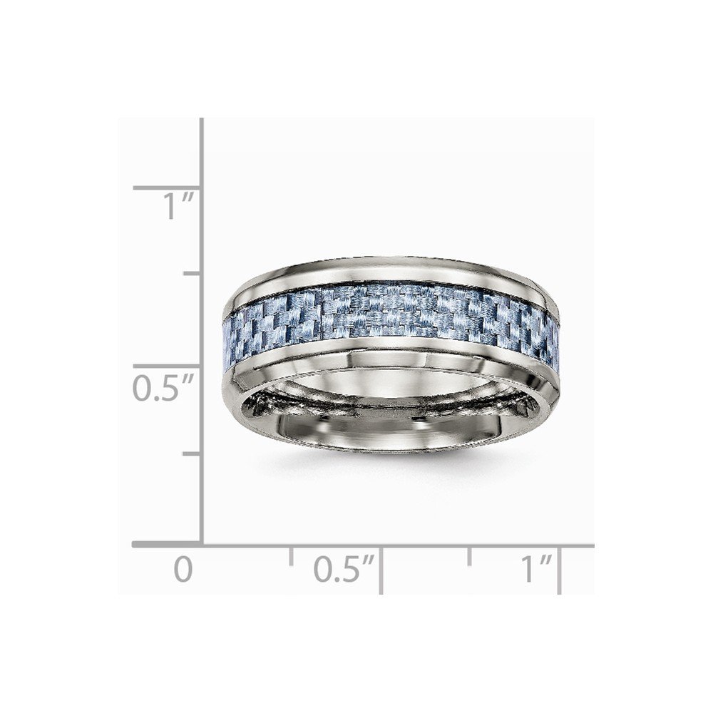 Premium Solid Titanium Men's Wedding Band Ring with Blue Carbon Fiber Inlay - Comfort Fit Design for Everyday Wear & Special Occasions