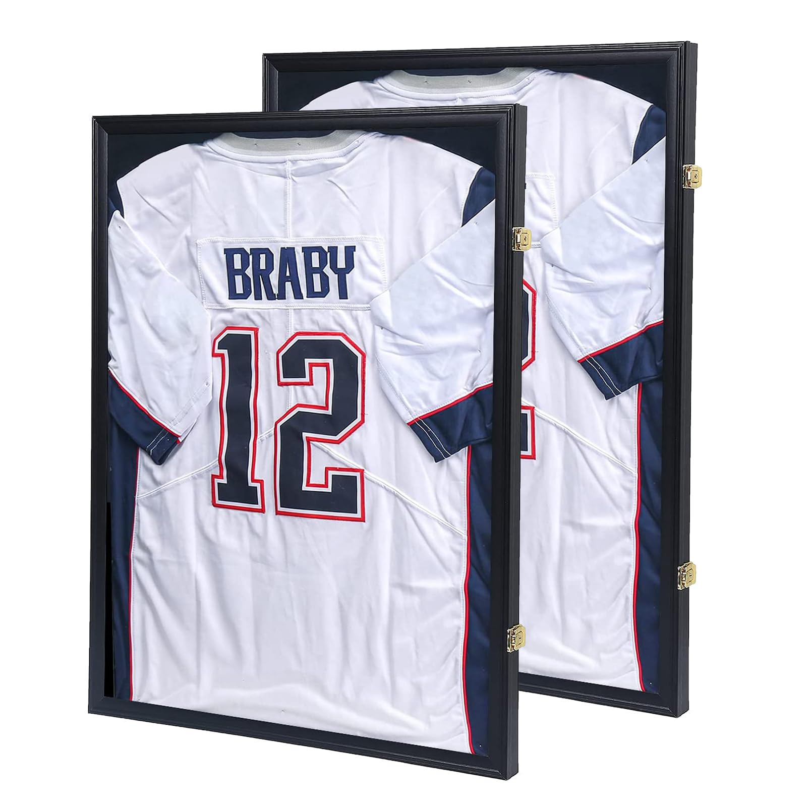 KCRasan Jersey Display Case 2 Pack - Lockable Shadow Box Frame with UV Protection for Baseball, Basketball, Football, Soccer, Hockey Jerseys & Military Uniforms - Perfect for Sports Memorabilia, Home Decor, and Man Cave Display