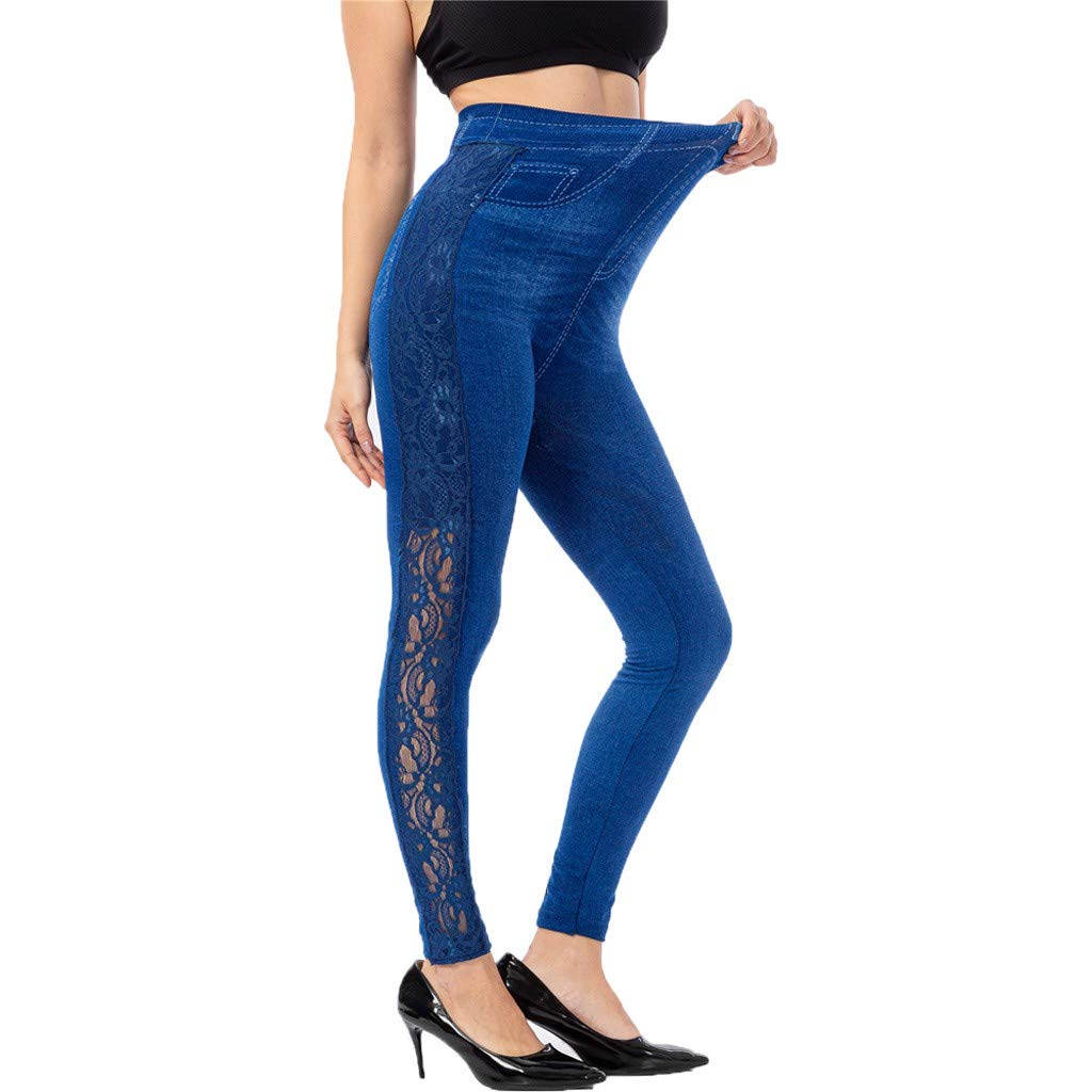 Women's Stretch Skinny Denim Jeggings - High Waist Shaping Jean Leggings in Classic Indigo | Perfect for Work, Casual Outfits & Everyday Comfort