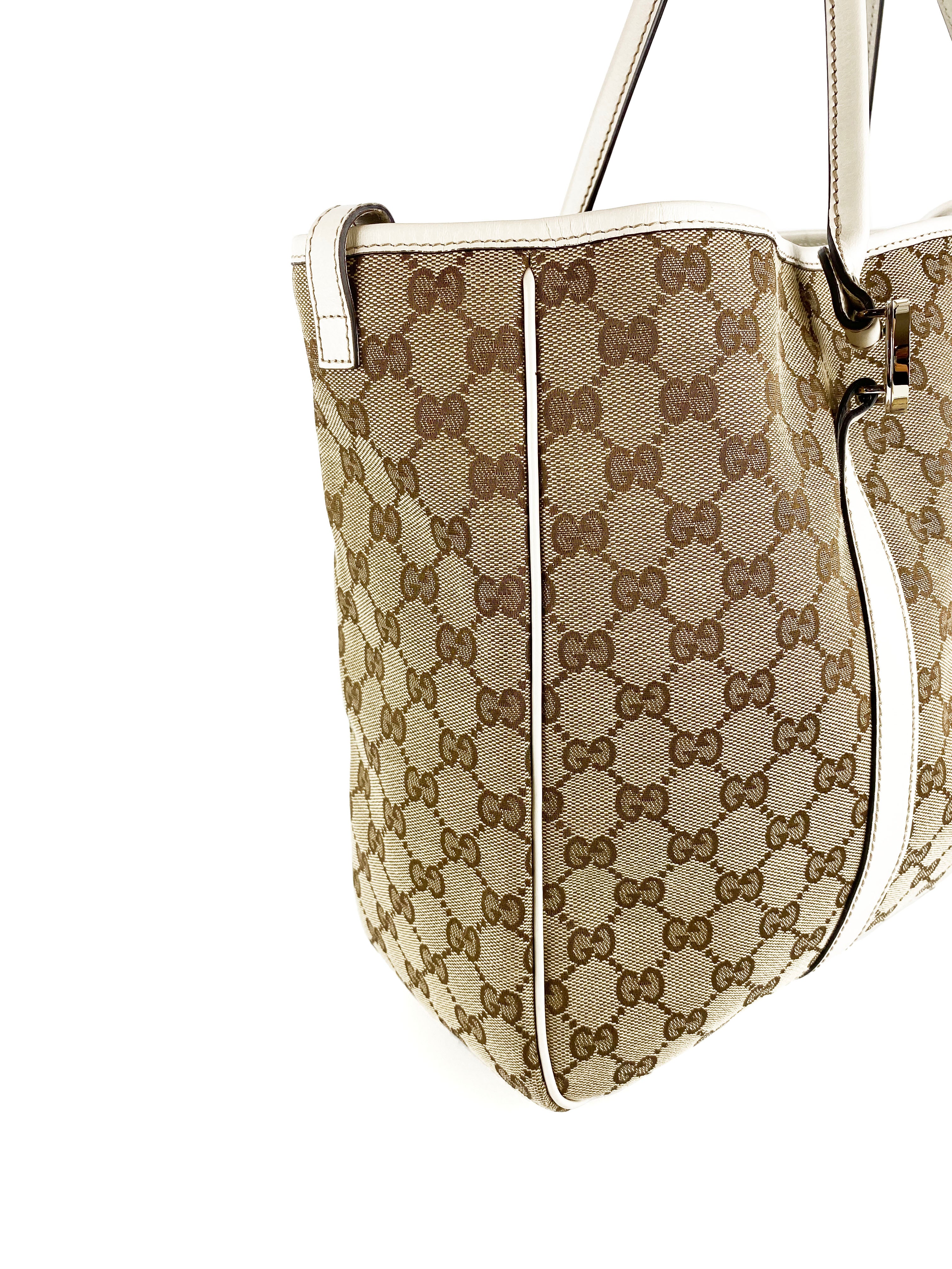 Gucci White Monogram Tote Bag for Women - Luxury Designer Handbag for Work, Travel & Everyday Use