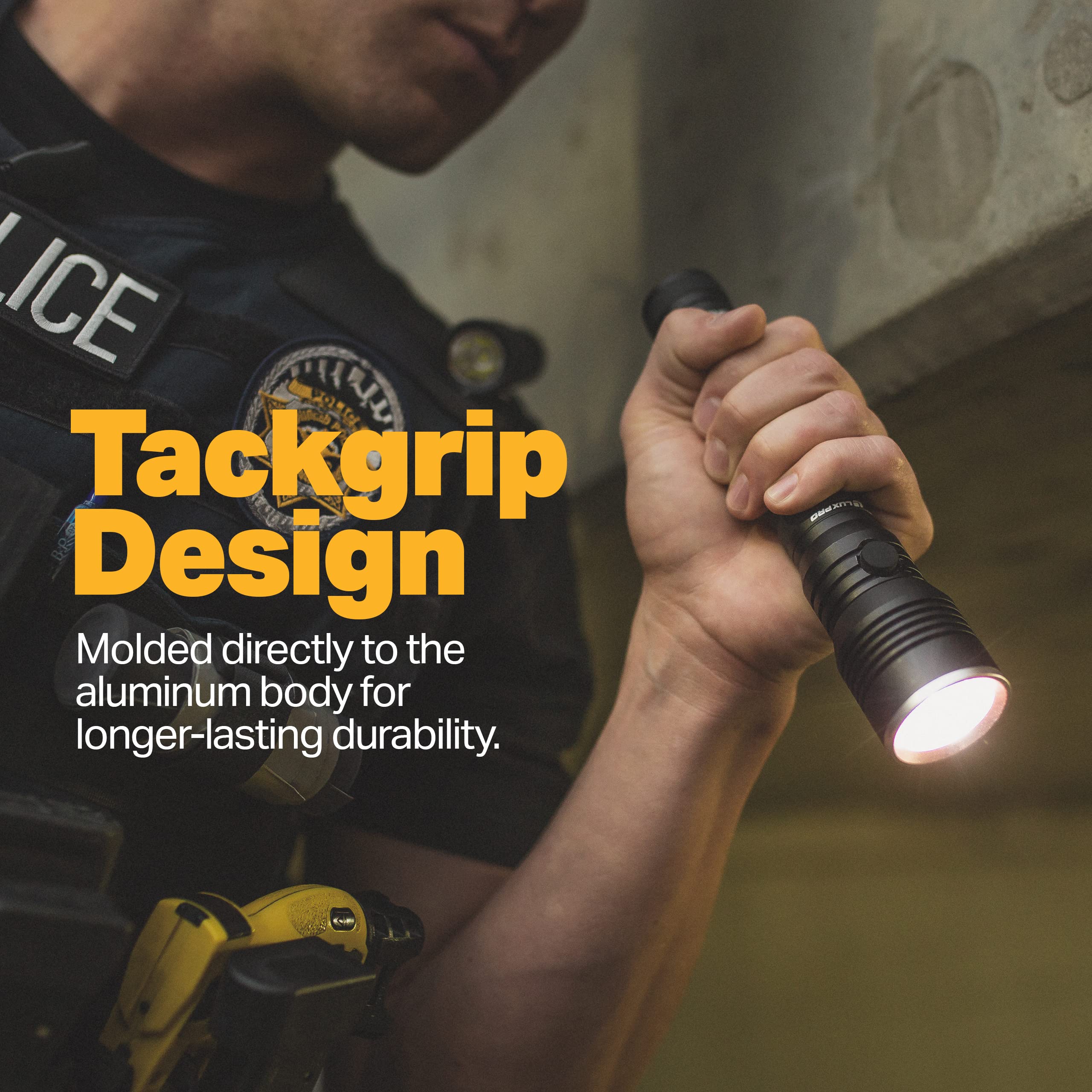 LUXPRO Bright 600 Lumen LED Handheld Flashlight with Patented TackGrip - Aircraft-Grade Aluminum, IPX4 Water-Resistant - Perfect for Camping, Hiking, Emergency & Outdoor Activities (Batteries Included)