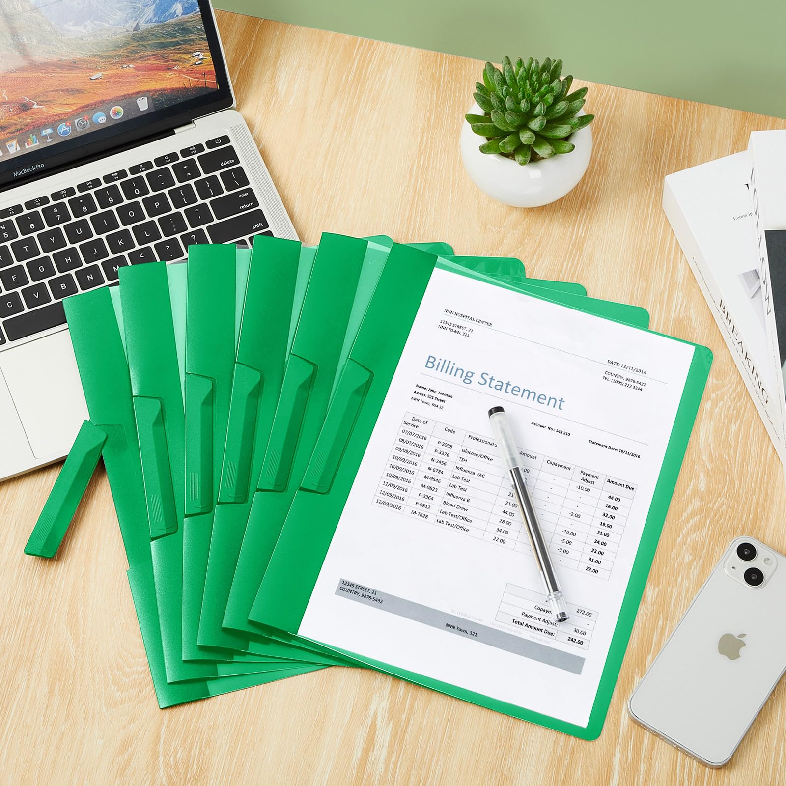 Maitys 25 Pack Clear Report Covers with Clip - 11.4 x 9 Inch Transparent Presentation Folders, Portfolio & Resume Folders for Letter Size Documents (Green) - Perfect for Job Interviews, School Projects & Office Organization