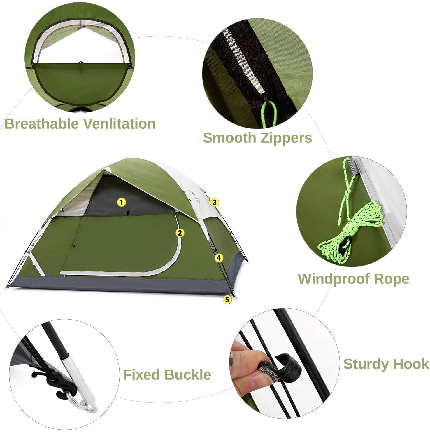 CAMEL CROWN 2-5 Person Waterproof Camping Tent - Lightweight for Hiking & Backpacking