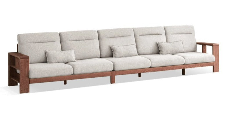 Premium Oak Solid Wood Sectional Sofa Set - Modern L-Shaped Couch with Storage for Living Room, Lounge & Family Room - Durable Hardwood Furniture for Home Decor