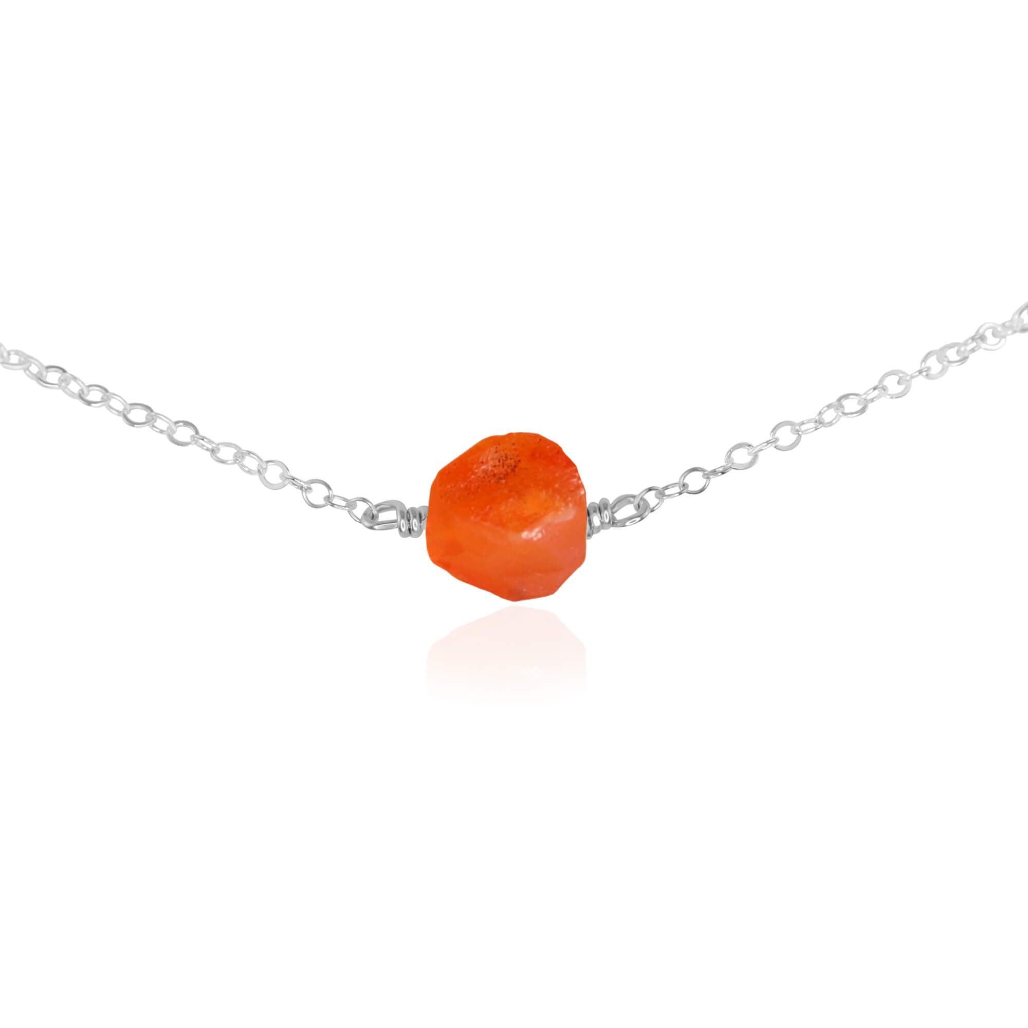 Natural Raw Carnelian Crystal Nugget Choker Necklace - Healing Stone Jewelry for Women, Boho Chic Accessory - Perfect for Meditation, Yoga & Spiritual Energy Balancing