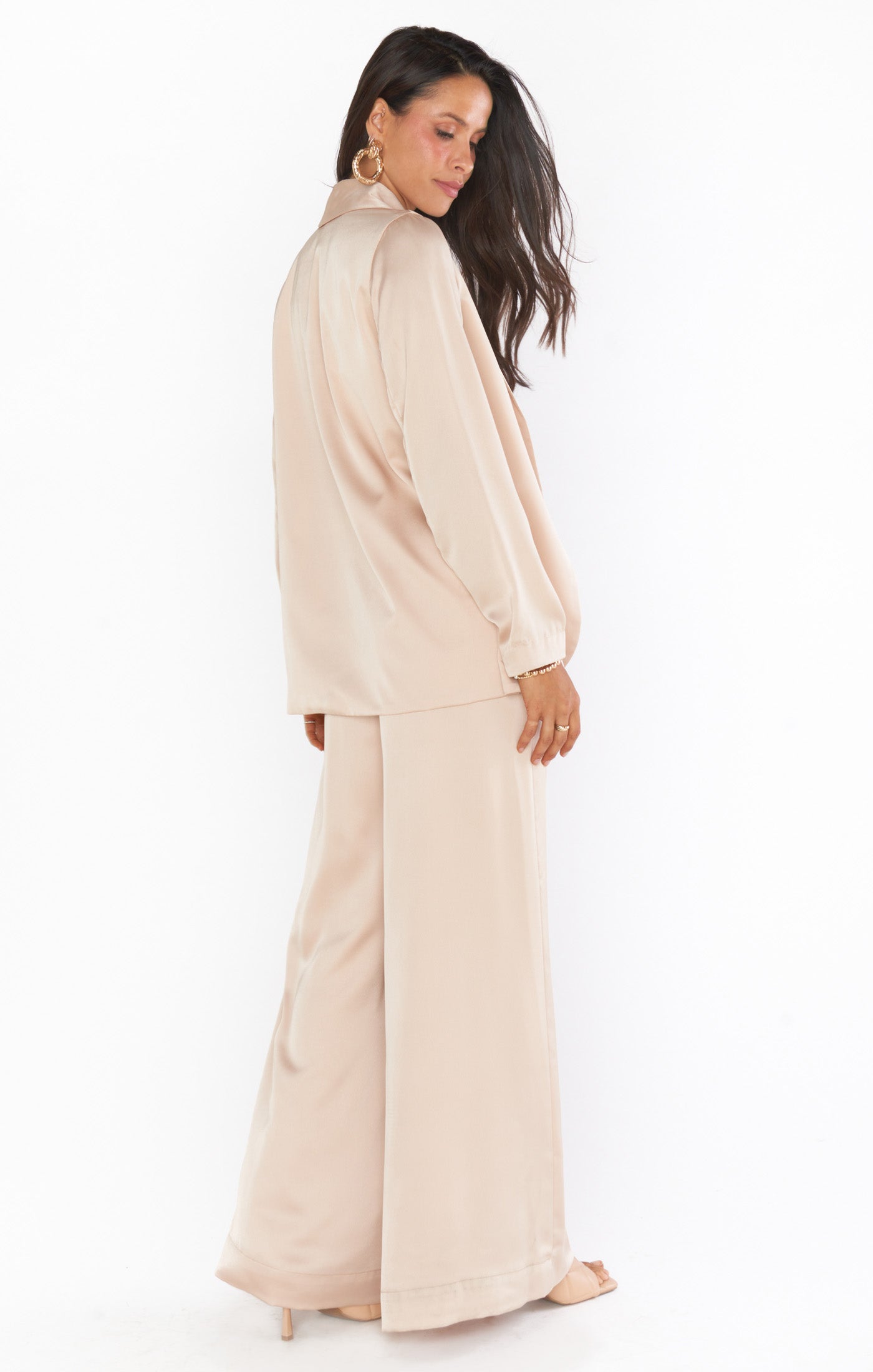 Felix Blazer - Champagne Luxe Satin Women's Formal Blazer for Office, Wedding & Evening Events | Elegant Satin Jacket for Special Occasions & Professional Wear