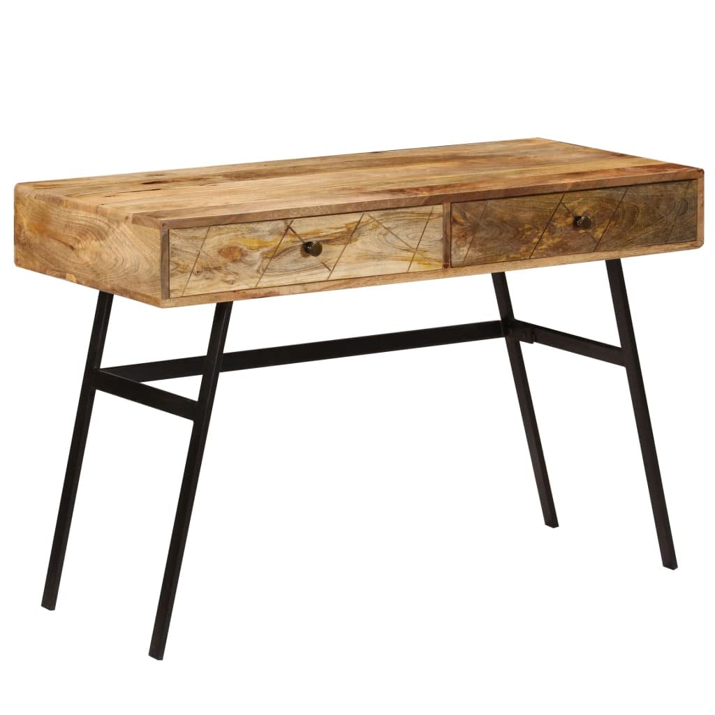 CHARMMA Solid Mango Wood Writing Desk with 2 Drawers - 43.3