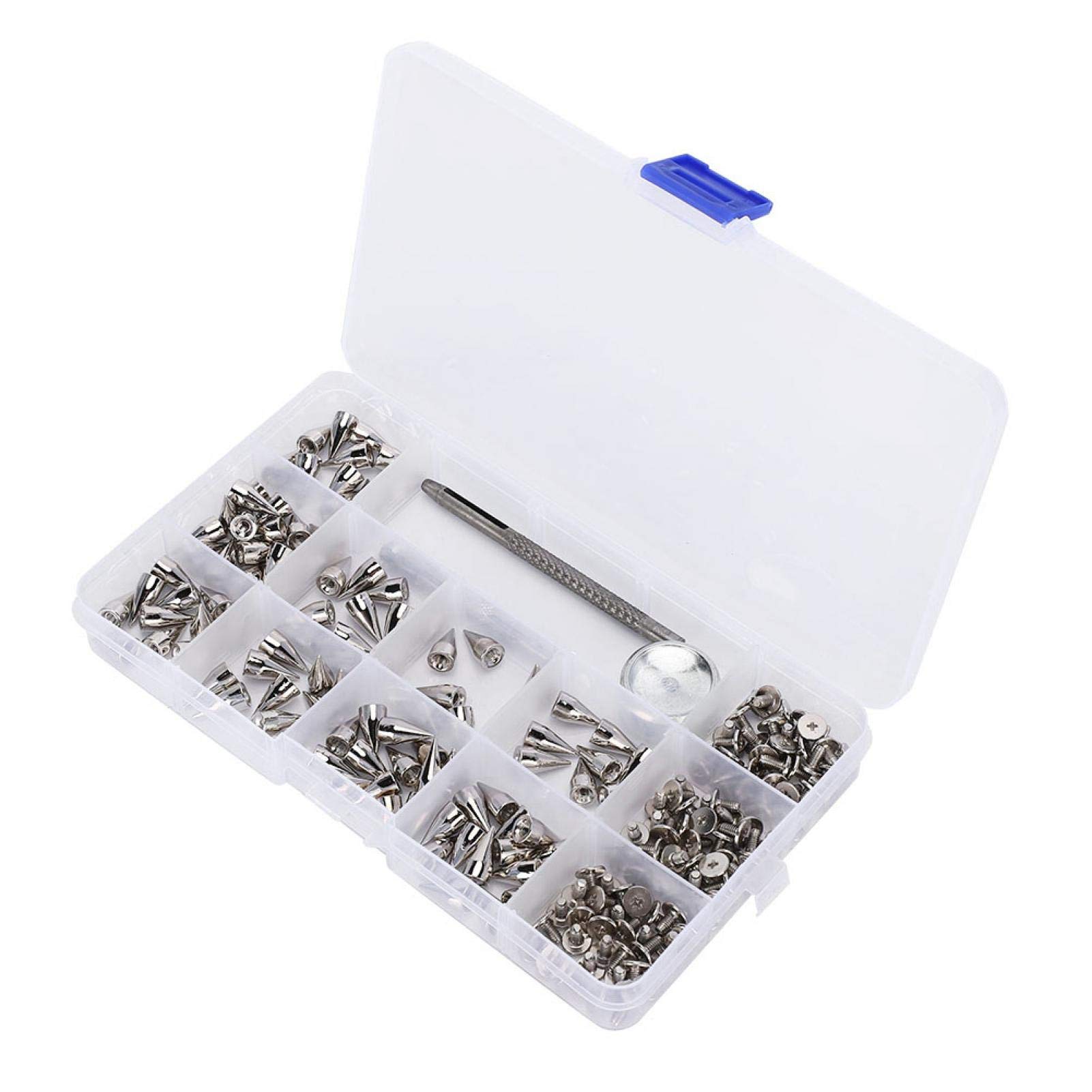 Punk Patches Cone Spikes Rivet Studs for Clothing & Leathercraft - DIY Punk Accessories for Jackets, Vests, Bracelets & Bags - Includes Installation Tool for Easy Attachment