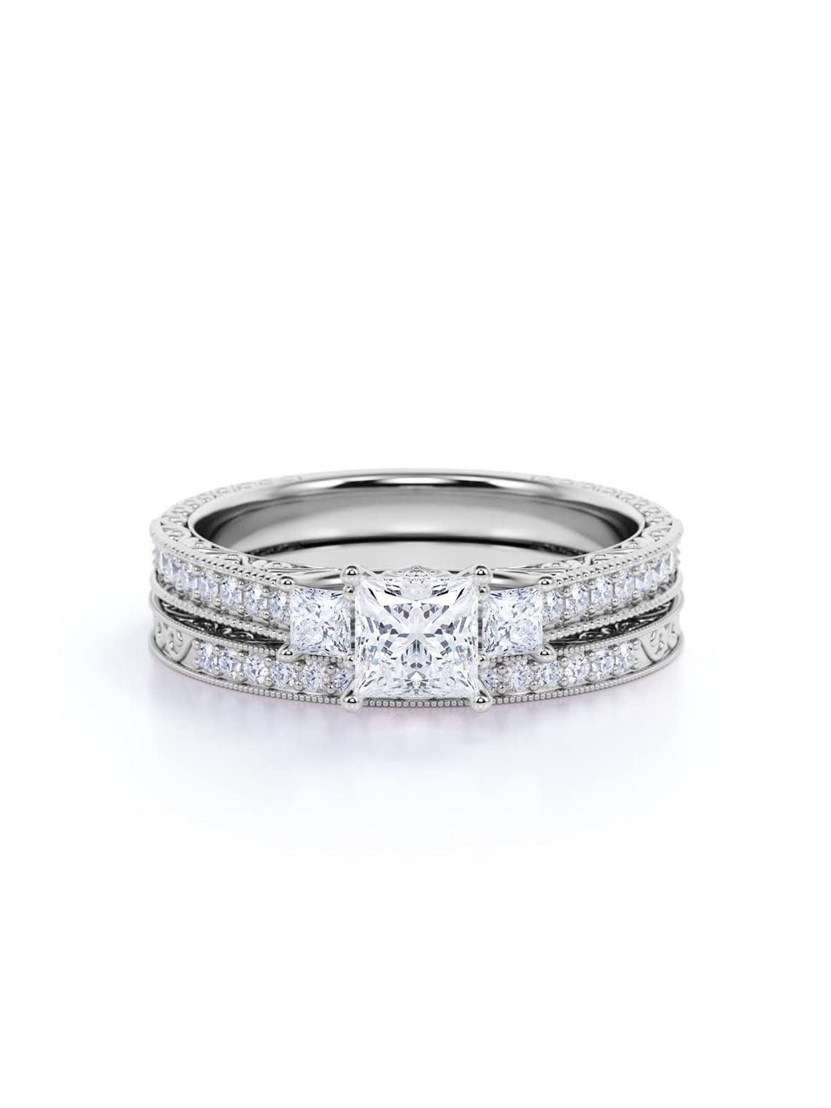 Seiyang Moissanite Engagement Rings for Women - 3cttw D Color VVS1 Princess Cut Bridal Set, 925 Sterling Silver Wedding Promise Rings - Perfect for Proposals, Anniversaries & Special Occasions