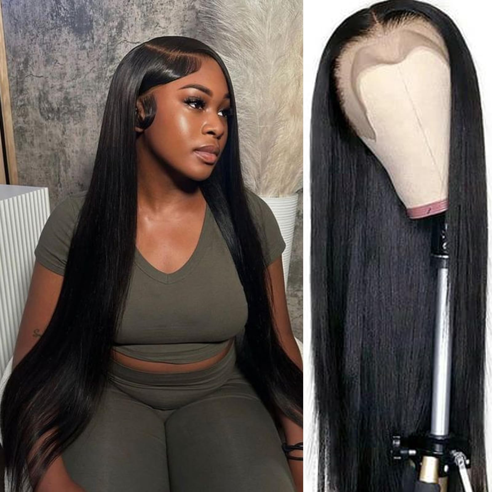 22 Inch Straight Lace Front Wigs Human Hair - Pre Plucked 180% Density Glueless Wigs with 13x4 HD Transparent Lace - Brazilian Virgin Hair for Women - Perfect for Daily Wear, Cosplay & Special Occasions