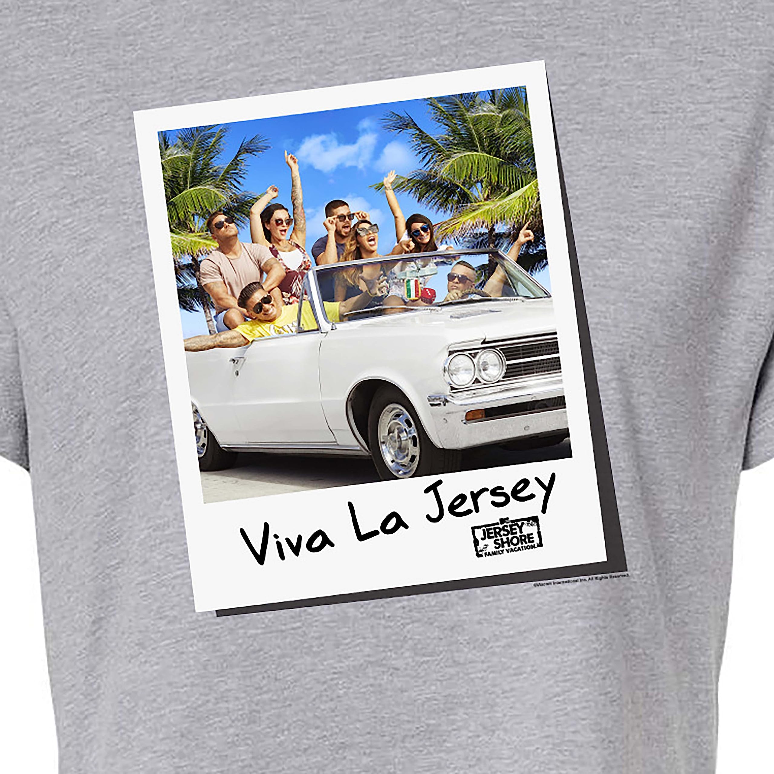 HYBRID APPAREL MTV Jersey Shore Viva La Jersey Juniors Cropped Cotton Blend T-Shirt - Casual Streetwear & 90s Retro Fashion for Women