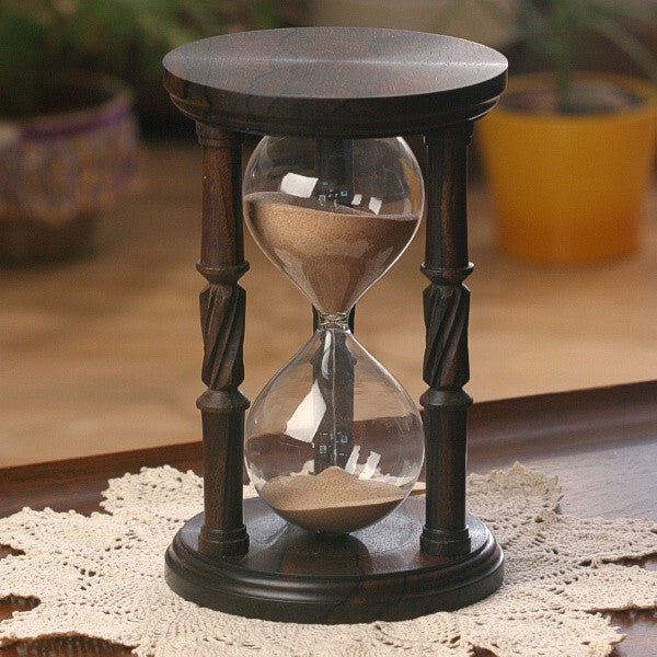 Premium Solid Ziricote Wood Hourglass with Spiral Spindles - 30-Minute Sand Timer for Meditation, Yoga, Office Decor & Gift Ideas