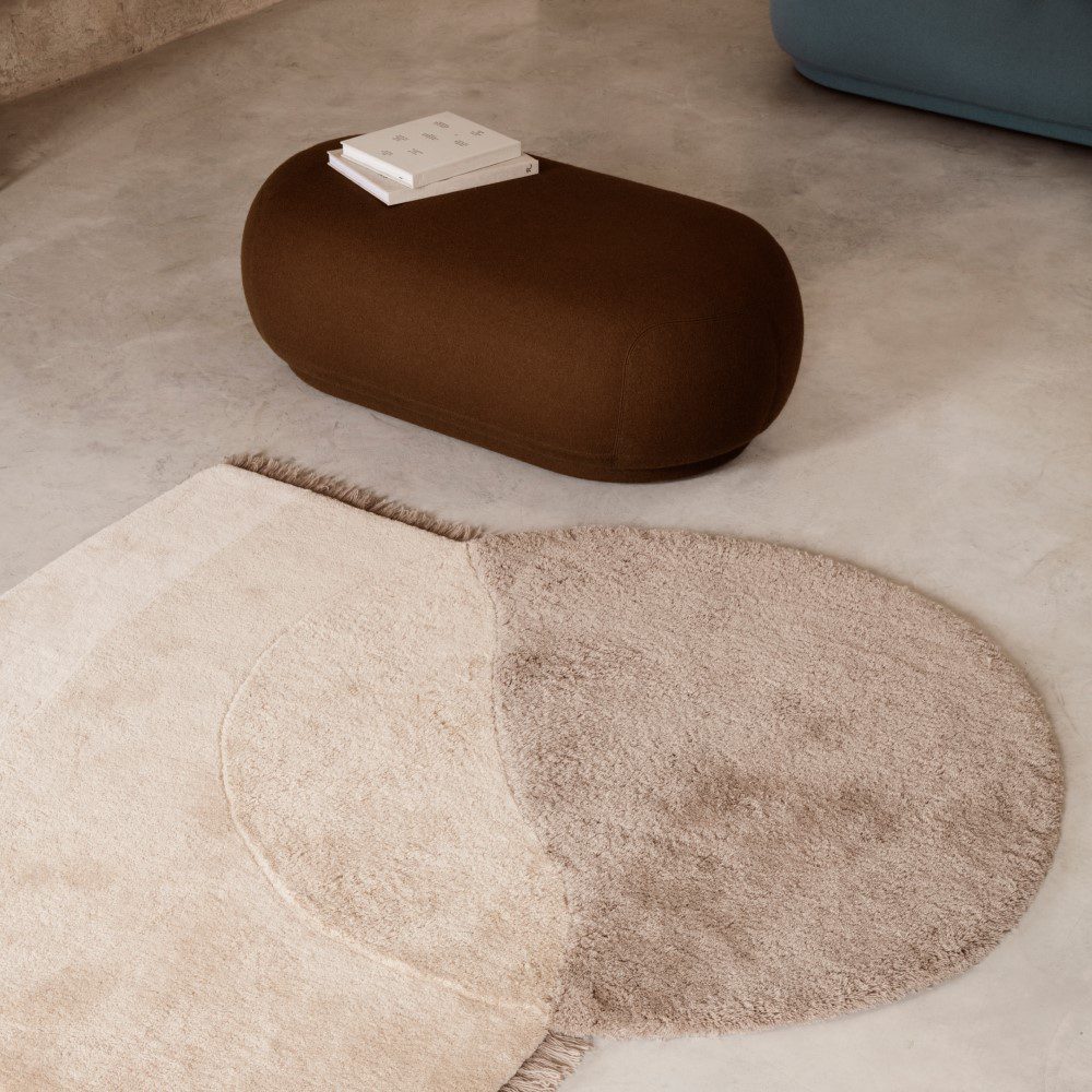 FERM LIVING Rico Ottoman in Tonus & Sugar Kelp - Modern Footstool for Living Room, Bedroom, or Office - Cozy Home Decor & Extra Seating