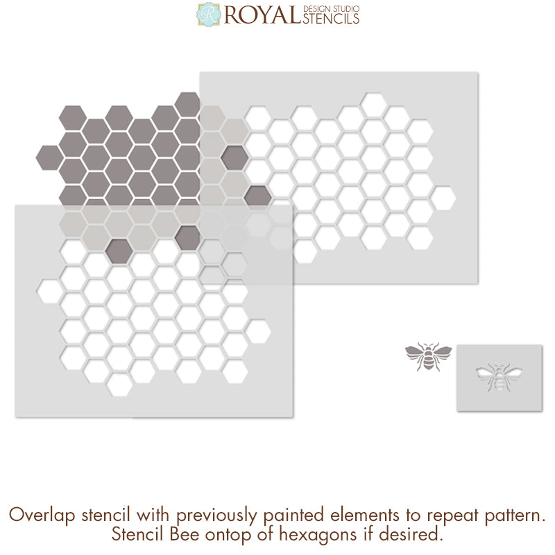Hexagon Bee Hive Stencil Template for DIY Woodworking, Wall Art & Cake Decorating - Perfect for Beekeeping Crafts, Home Decor & Baking Projects