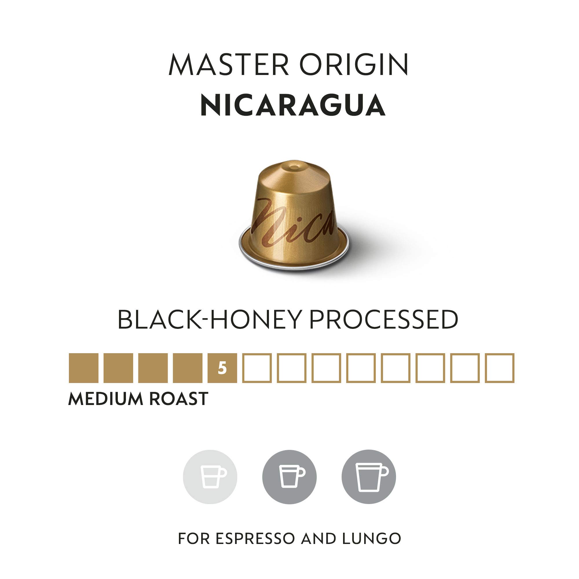Nespresso OriginalLine Coffee Pods - Nicaragua Master Origin Medium Roast (50 Capsules) | Premium Espresso Capsules for Home & Office Coffee Makers