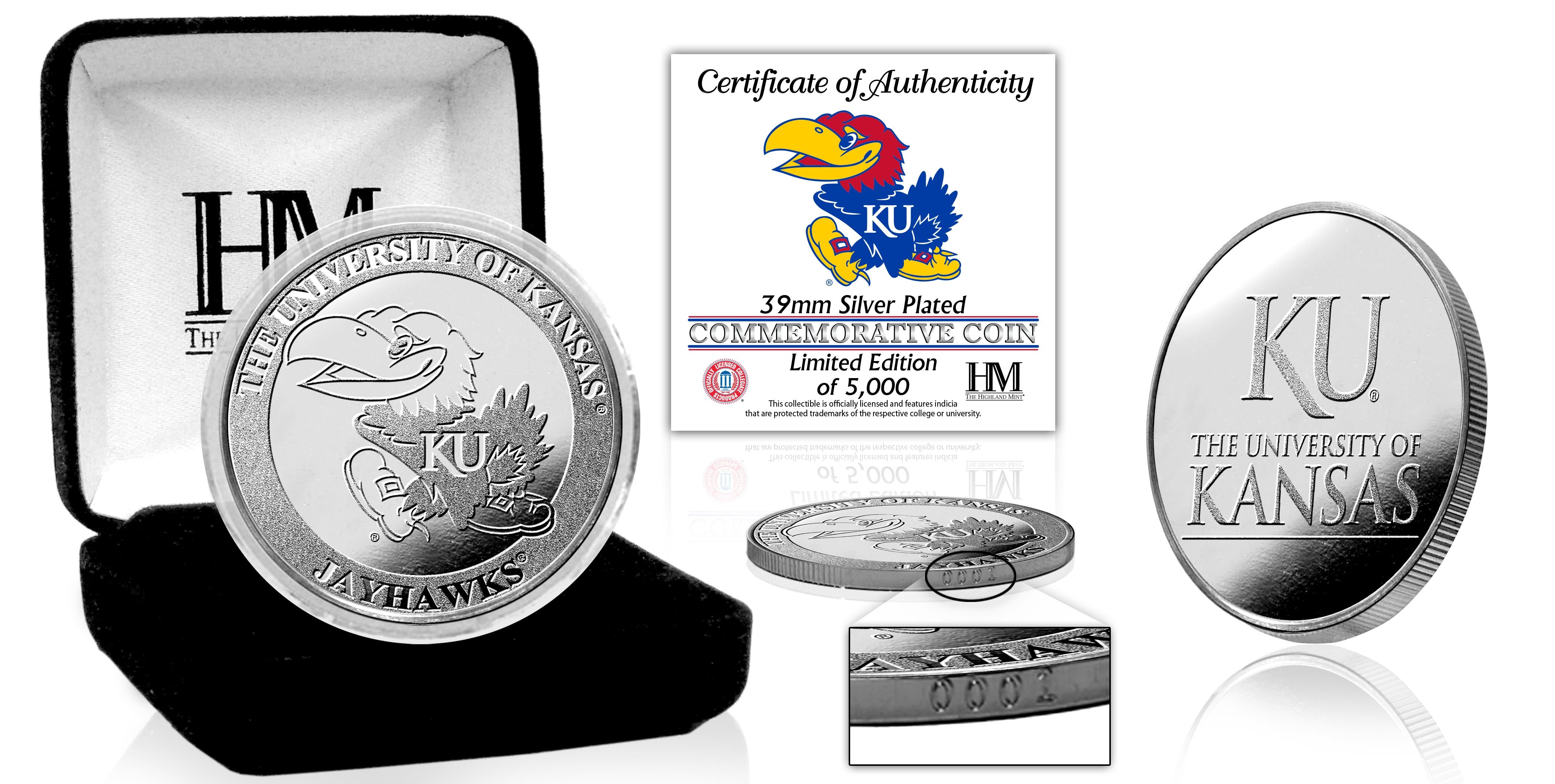 University of Kansas Jayhawks Commemorative Silver Coin - Collectible KU Memorabilia for Alumni & Fans - Perfect for Display, Gifts, and Sports Collections