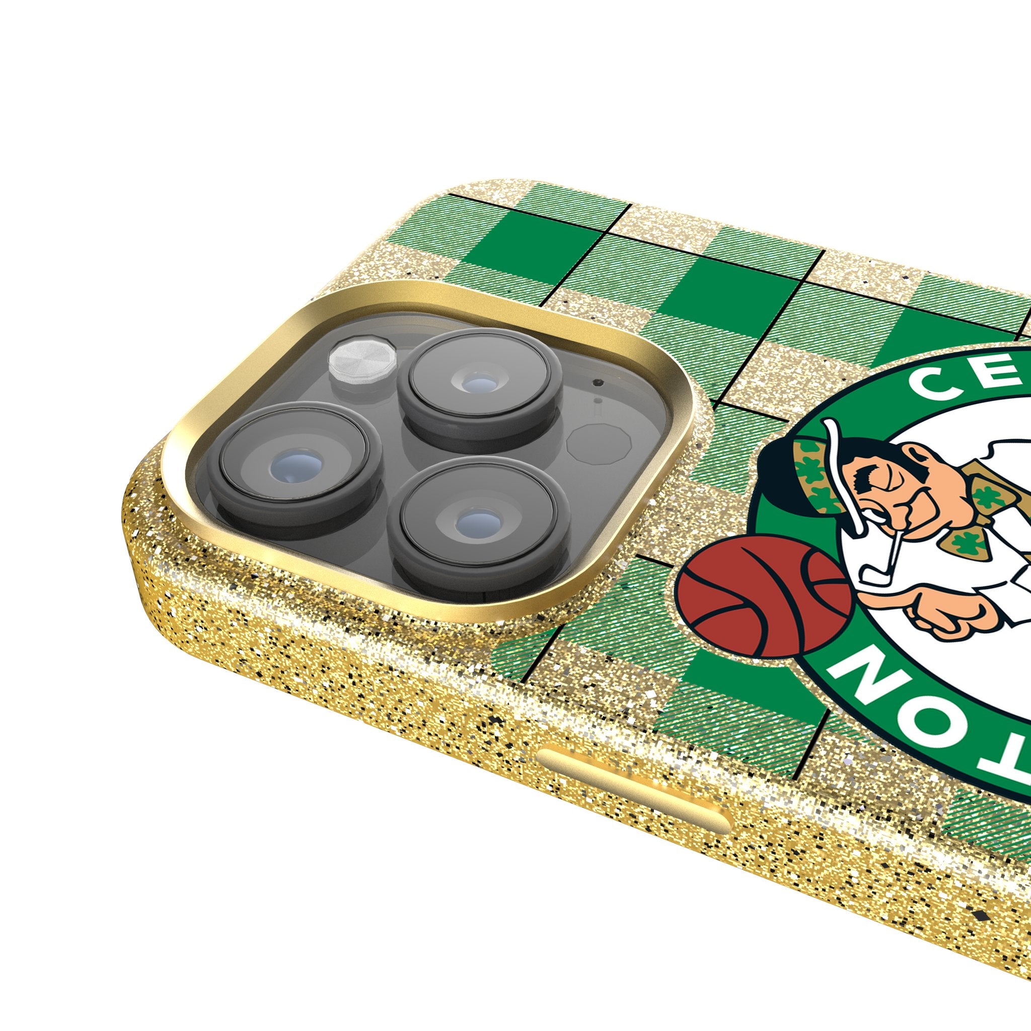 Boston Celtics Plaid Bling Phone Case for iPhone & Samsung - Stylish Celtics Team Pride Accessory for Basketball Fans & Game Day Outfits