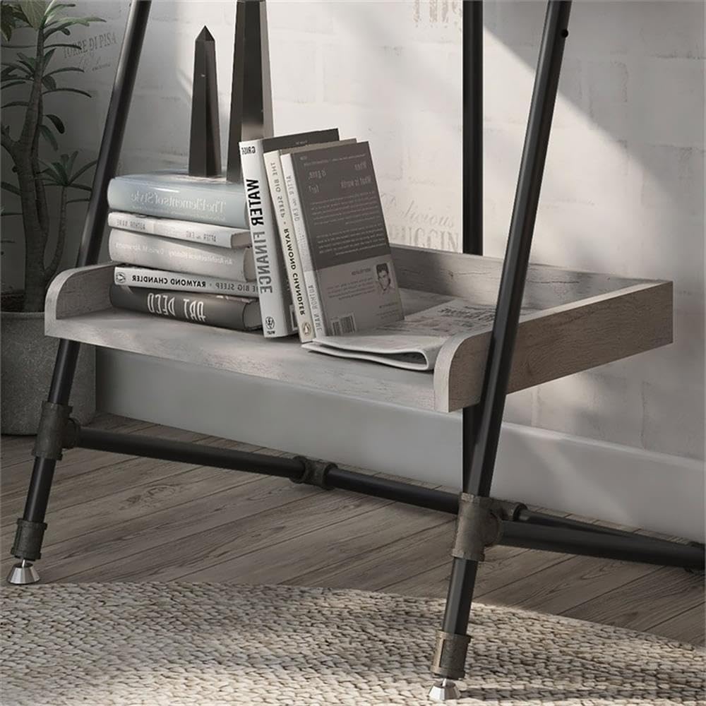Furniture of America Karin Wood Bookshelf Set of 2 - Vintage Gray Oak Finish - Perfect for Living Room, Home Office & Library Storage