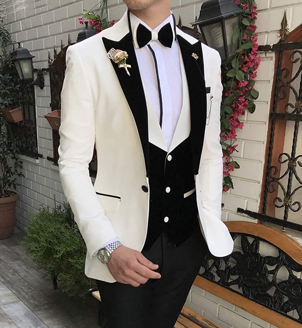 Men's 3-Piece Slim Fit Classic Suit Set with Notch Lapel Blazer, Vest & Pants | Wedding Tuxedo for Groomsmen & Formal Occasions | Perfect for Business Meetings, Prom & Special Events