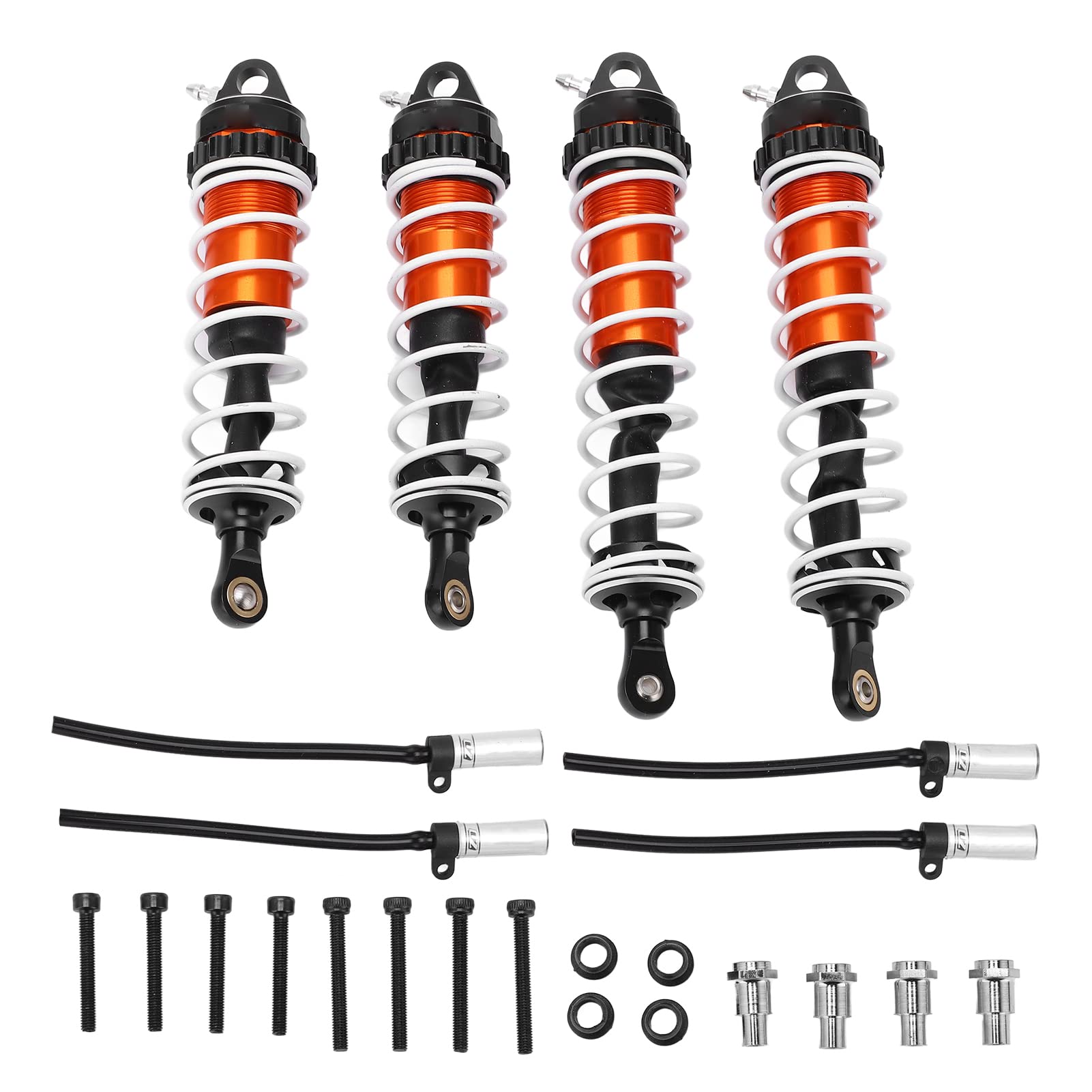 High-Performance RC Shocks - Dual Color Adjustable Aluminum Springs with Body Thread for ZD Racing 1/7 Scale Model Cars (Orange & Black) | Perfect for Off-Road Bashing, Racing & Crawling