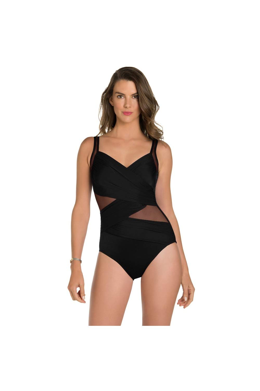 Miraclesuit Madero One-Piece Swimsuit - Black - Size 14 | Slimming & Tummy Control Swimwear for Women | Perfect for Beach Vacations, Pool Parties & Summer Getaways