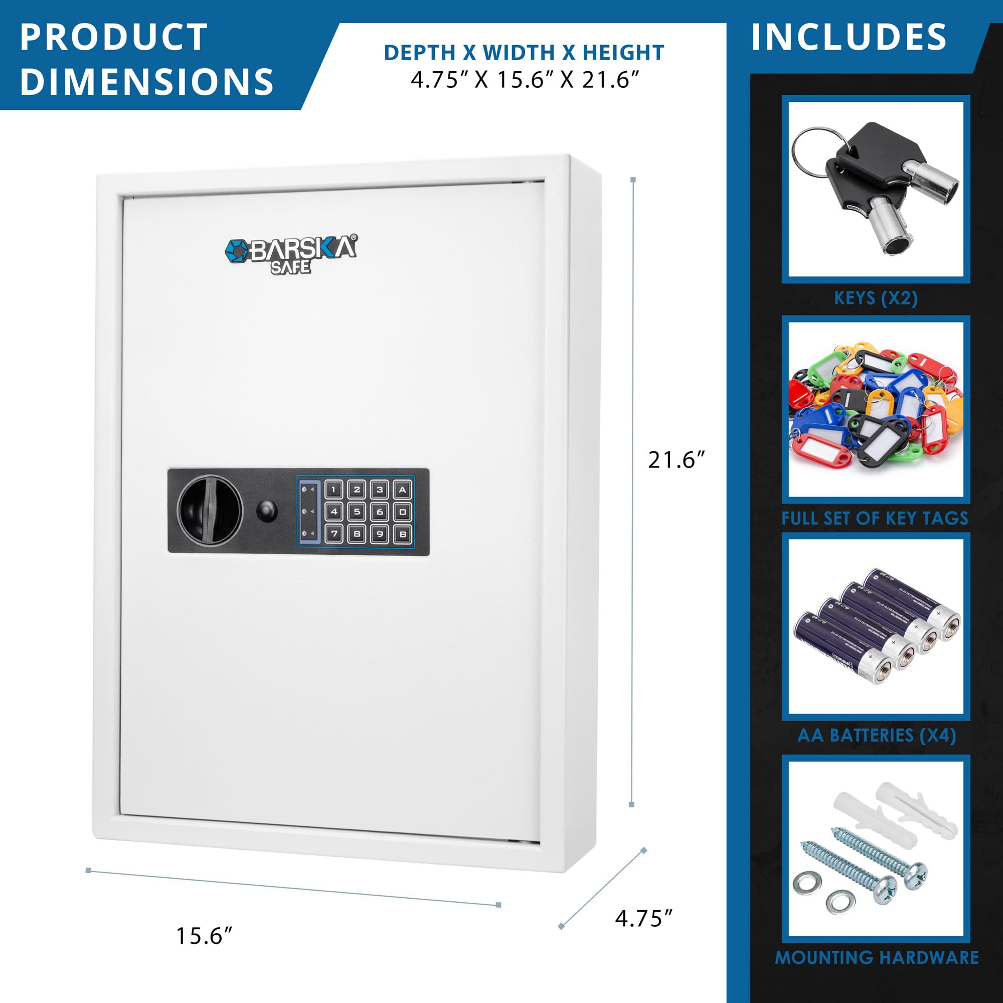 Barska Digital Electronic Keypad Wall Mount Key Safe Cabinet - Adjustable Shelves & Deposit Slot for Key Storage & Organization | Home, Office & Vacation Rental Security Solution