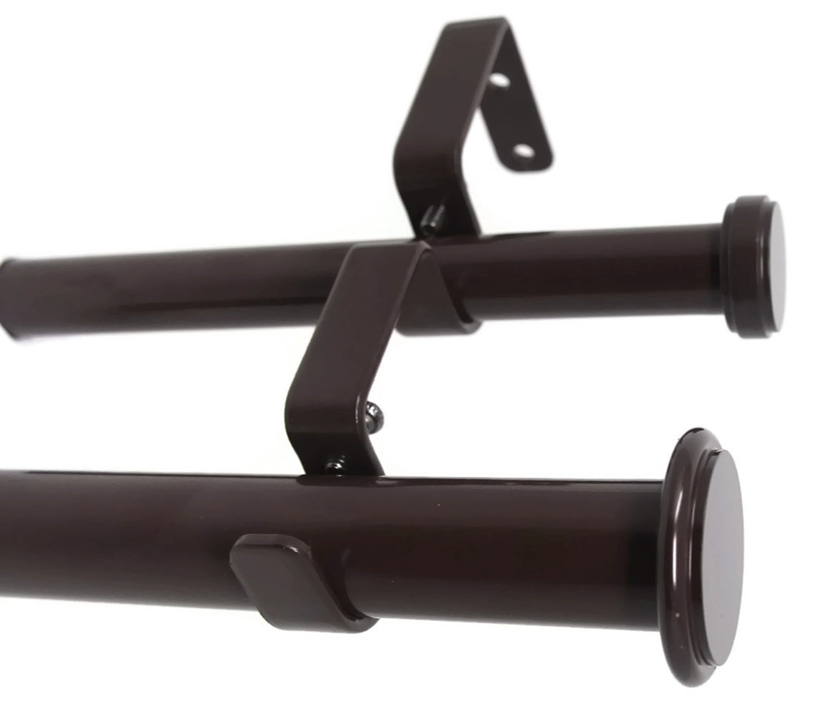 Urbanest Bouton Flat Button 1 3/4 Inch Double Drapery Curtain Rod Set - Elegant Window Treatment for Living Room, Bedroom & Office Decor