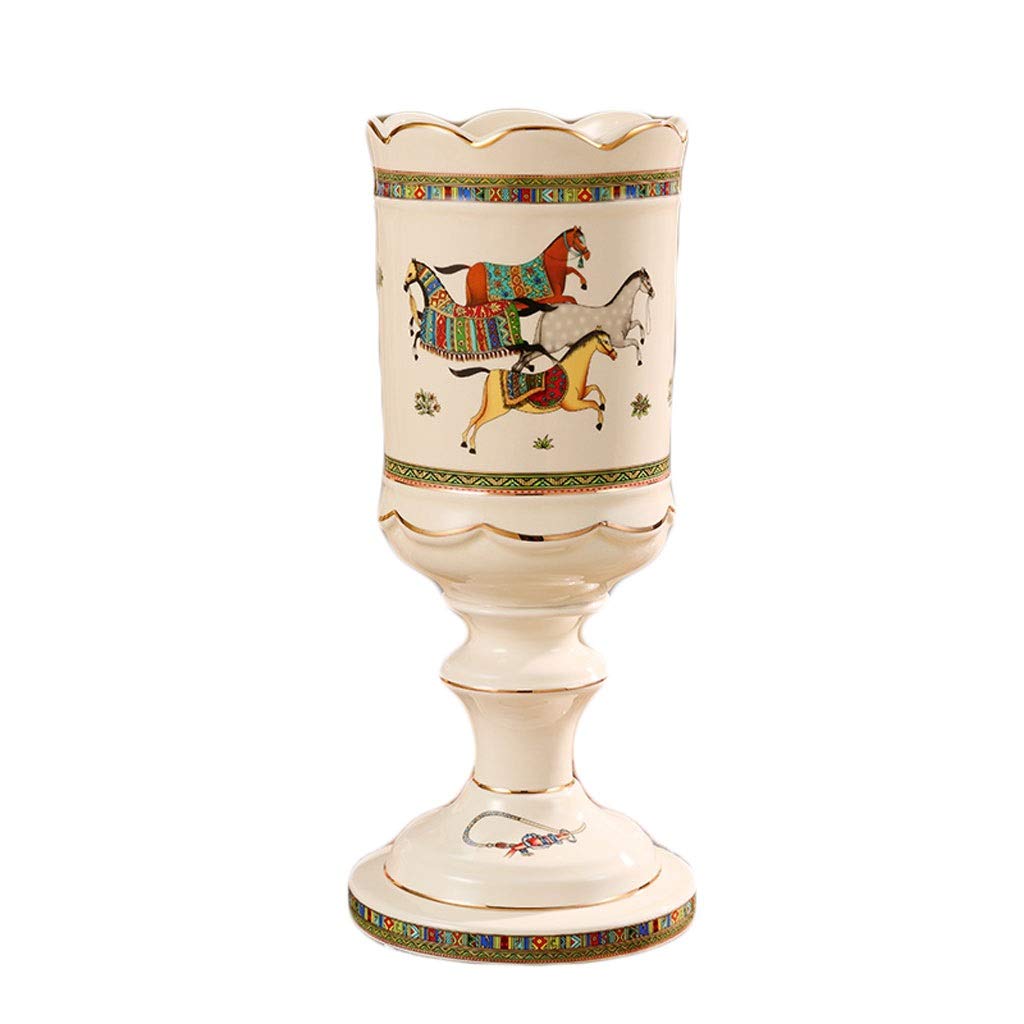 DWQ Art European-Style Ceramic Vase with Traditional Totem Design - Handcrafted Home Decor Vase Set with Artificial Flowers for Living Room, Wedding Centerpiece, Classic Gift Idea (Set of 1 Vase) - Perfect for Farmhouse Decor, Table Centerpieces & Luxury Home Accents