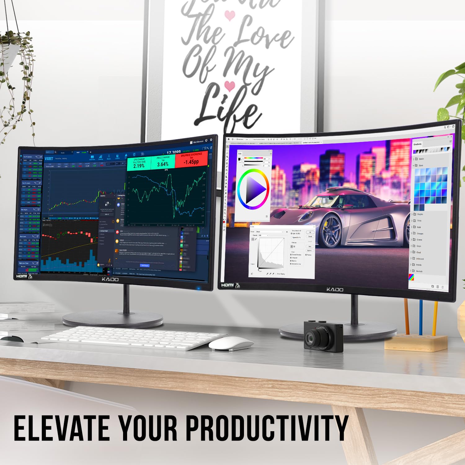 Dual Monitor Setup - 2-Pack 24 Inch Curved 1500R 1920x1080 FHD Computer Monitors 75Hz with VESA Mount, HDMI Ports & Built-in Speakers for Office Work and Gaming (C24 Dual Series) - Perfect for Multi-Tasking, Video Editing & Home Office Setup