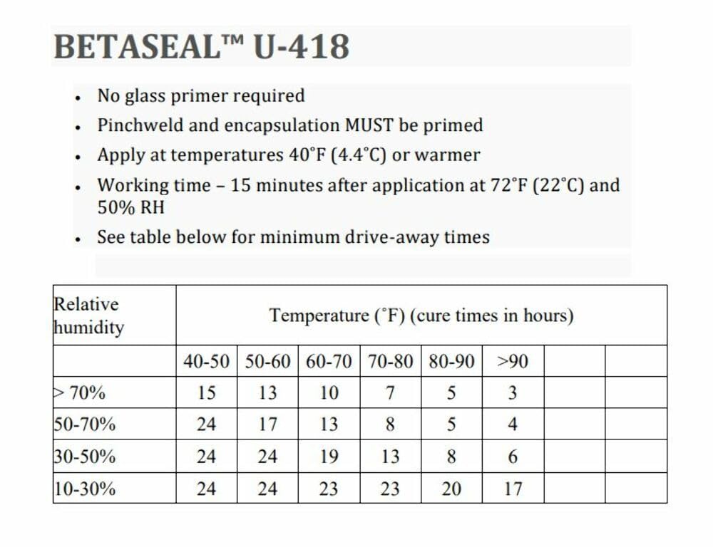 U-418 Dow Auto Glass Primerless Urethane Adhesive with Single Application Primer (10 Pack) - Windshield Repair & Replacement, Car Glass Bonding for Professional Automotive Use