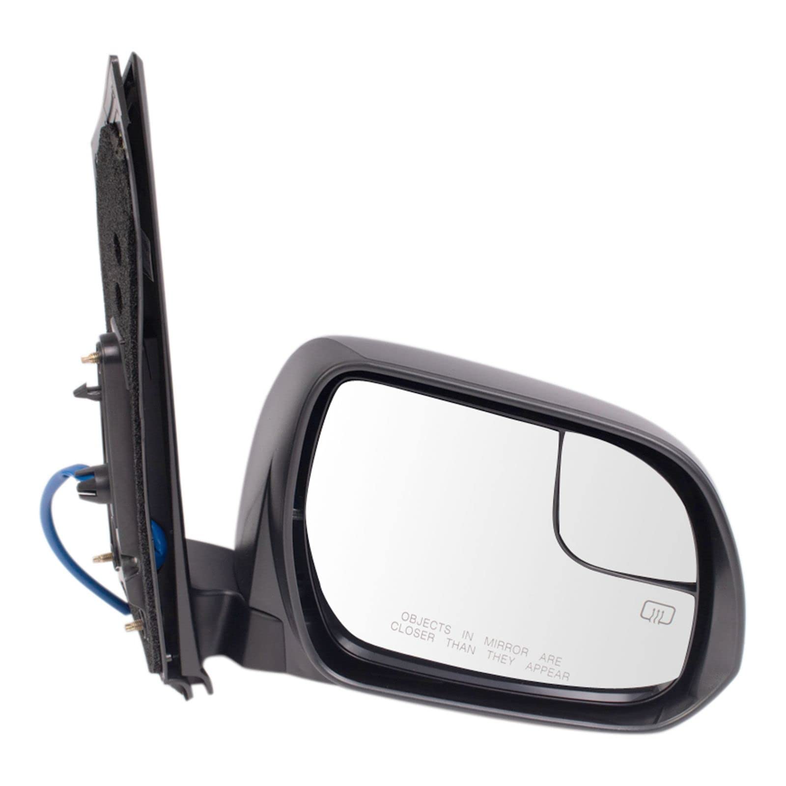 Heated Manual Folding Passenger Side Right Mirror with Spotter Glass - Compatible with 2015-2020 Toyota Sienna (Part# TO1321339) - Perfect for Winter Driving & Blind Spot Safety