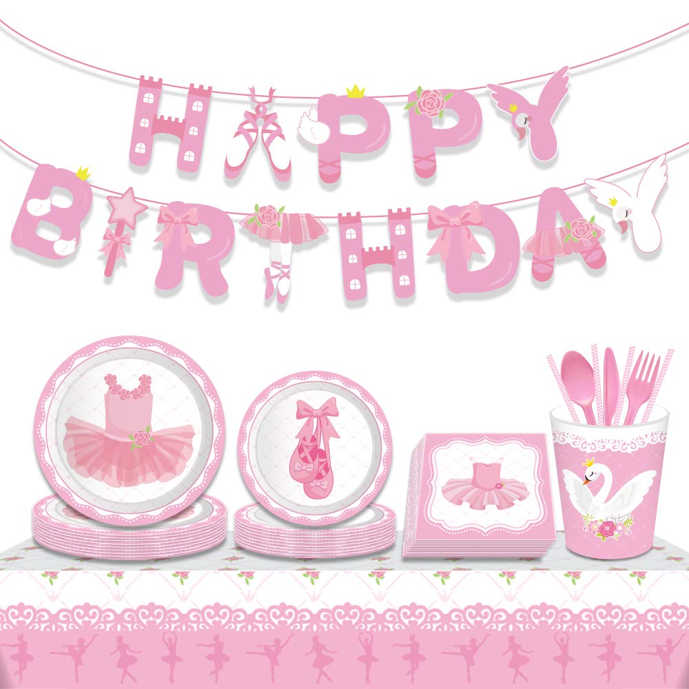 **LaVenty 33-Piece Ballerina Birthday Party Supplies Set - Plates, Napkins & Banner for Ballet-Themed Celebrations | Perfect for Kids' Dance Parties & Themed Events**