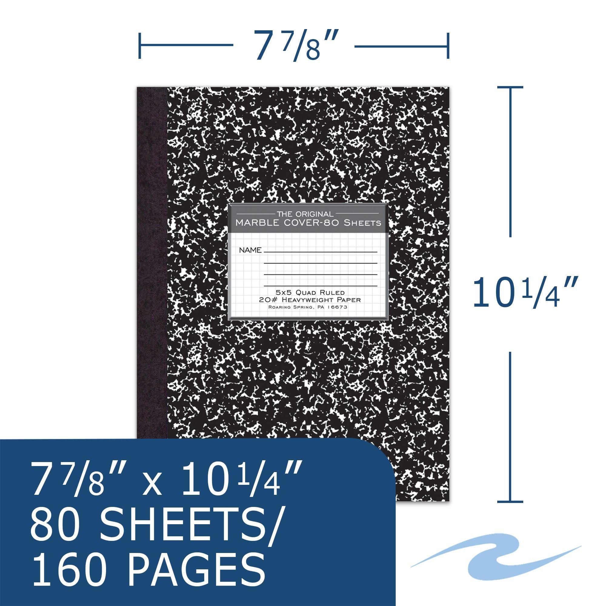 Roaring Spring Signature Composition Notebooks - 5x5 Graph Ruled, 80 Sheets Premium 20# White Paper, 10.25