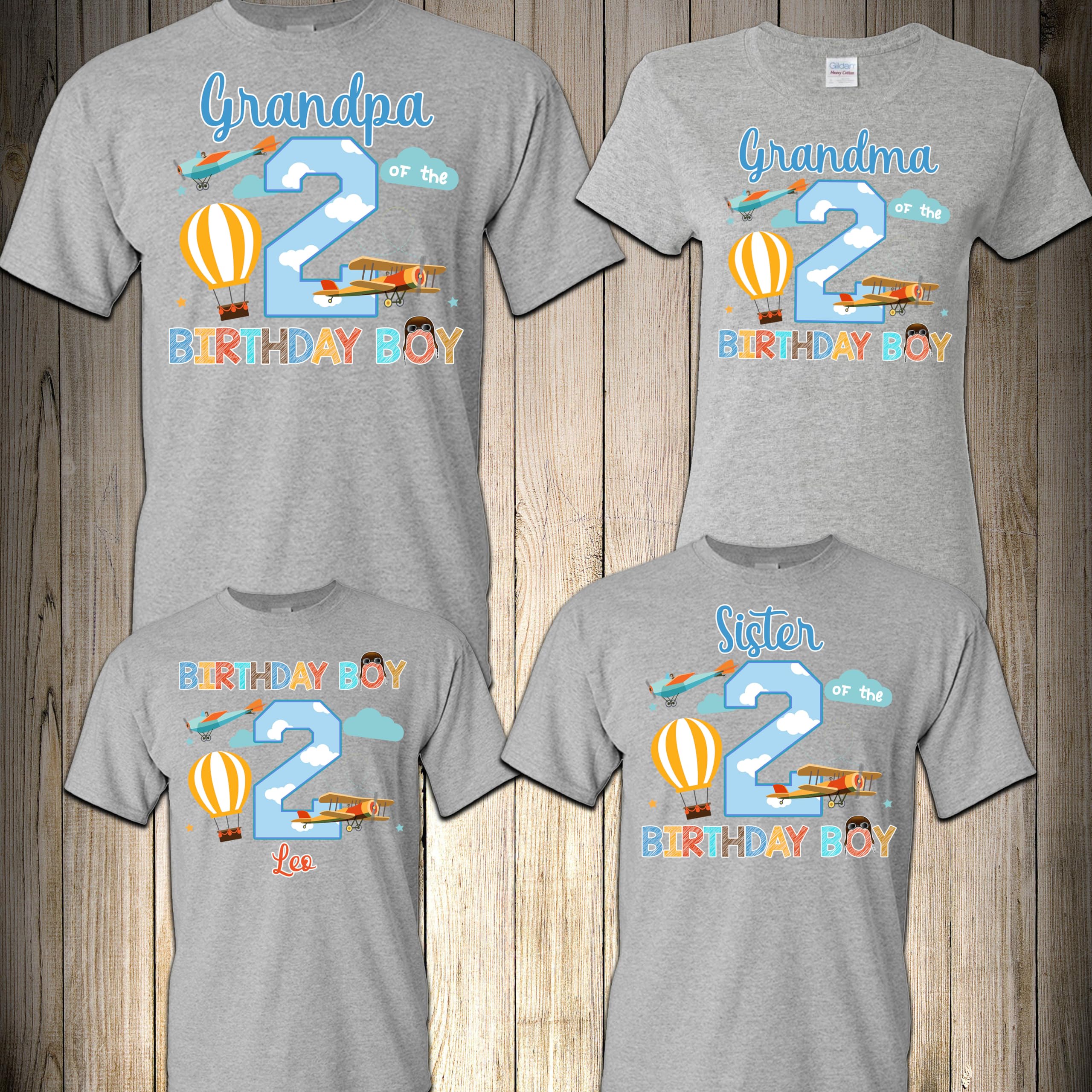 Custom Airplane Birthday Shirts for Family - Personalized Plane Themed Matching Outfits for Mom, Dad, Sister & Birthday Boy | Perfect for Airplane Themed Parties & Aviation Enthusiast Celebrations