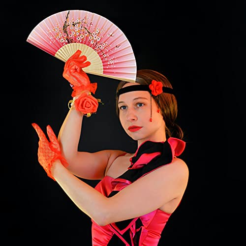 3 PCS Chinese Style Silk Folding Fans - Handheld Bamboo Ribs Fabric Fan with Tassel Handle for Dance, Cosplay, Wedding, Gift - Elegant Hand Fan for Women & Men